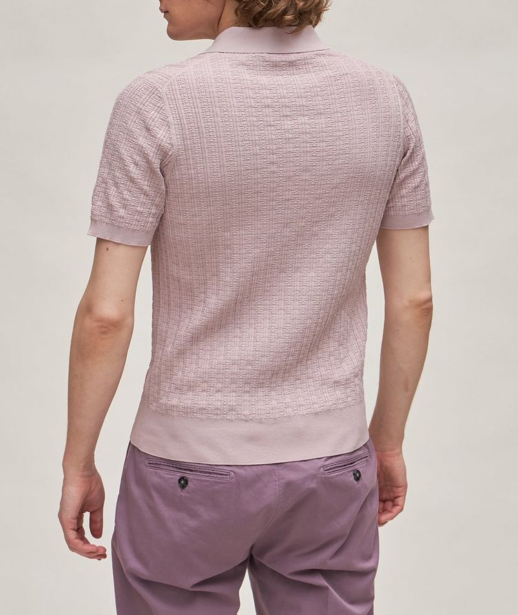 Geometric Textured Woven Cotton Polo image 2