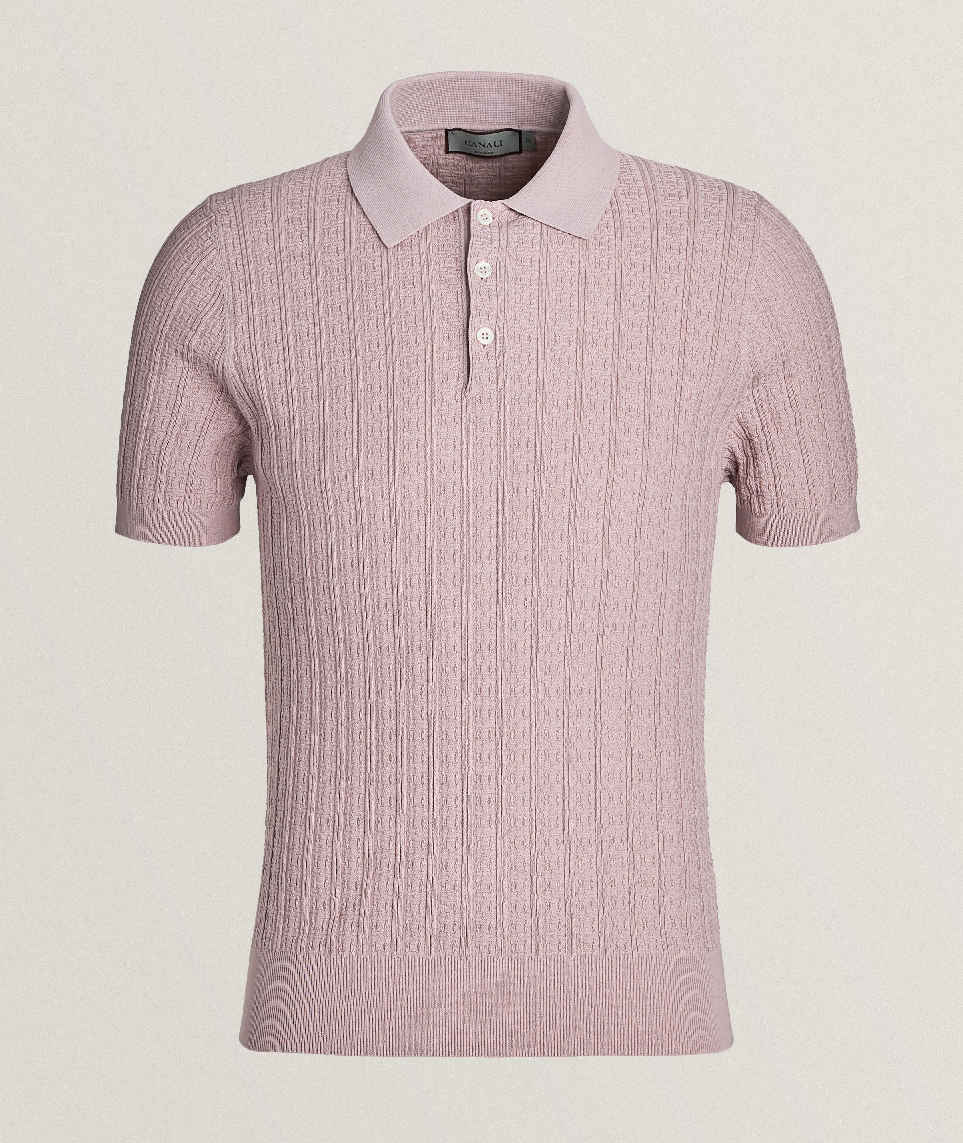 Geometric Textured Woven Cotton Polo image 0