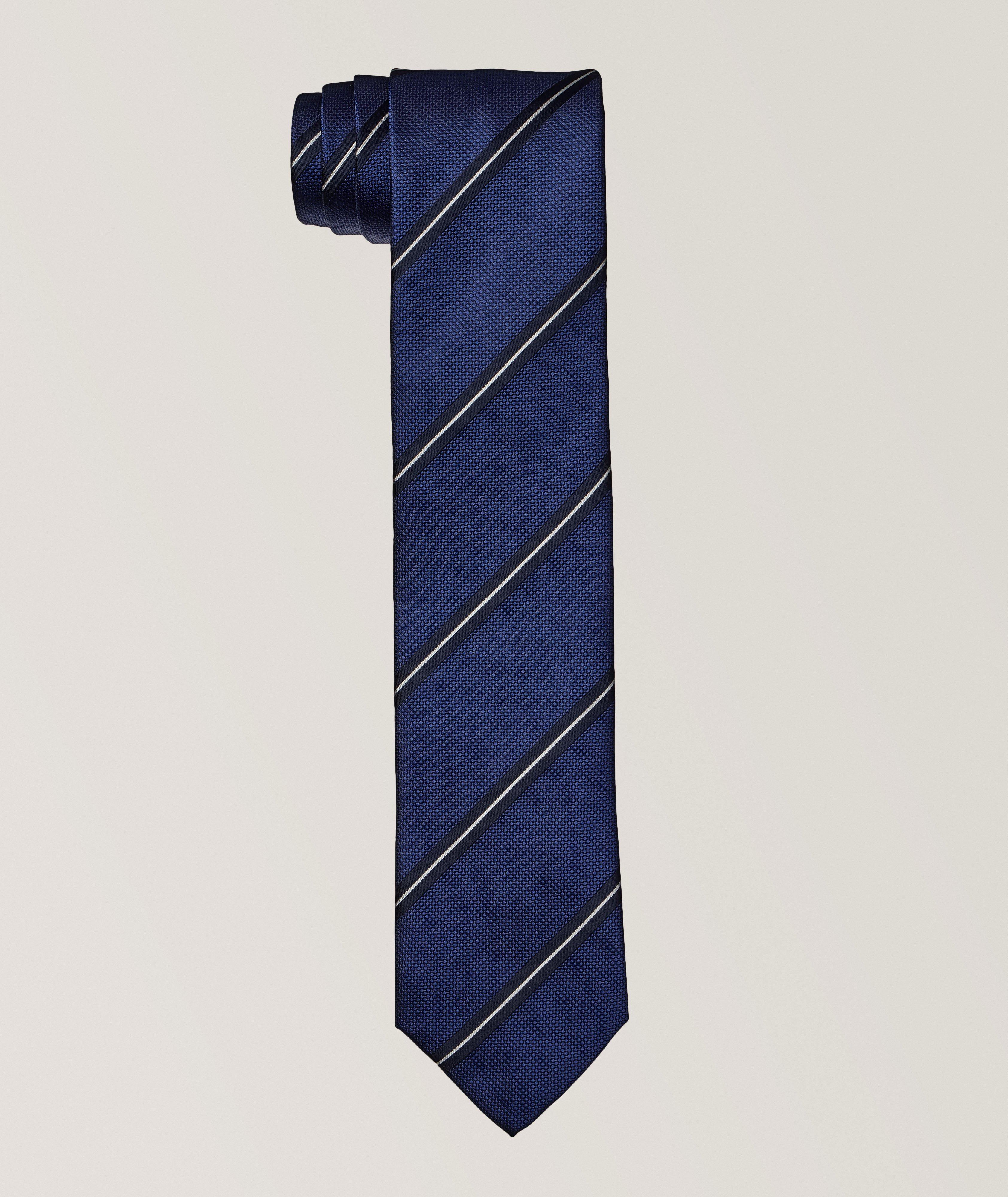 Wide Striped Silk Tie image 0