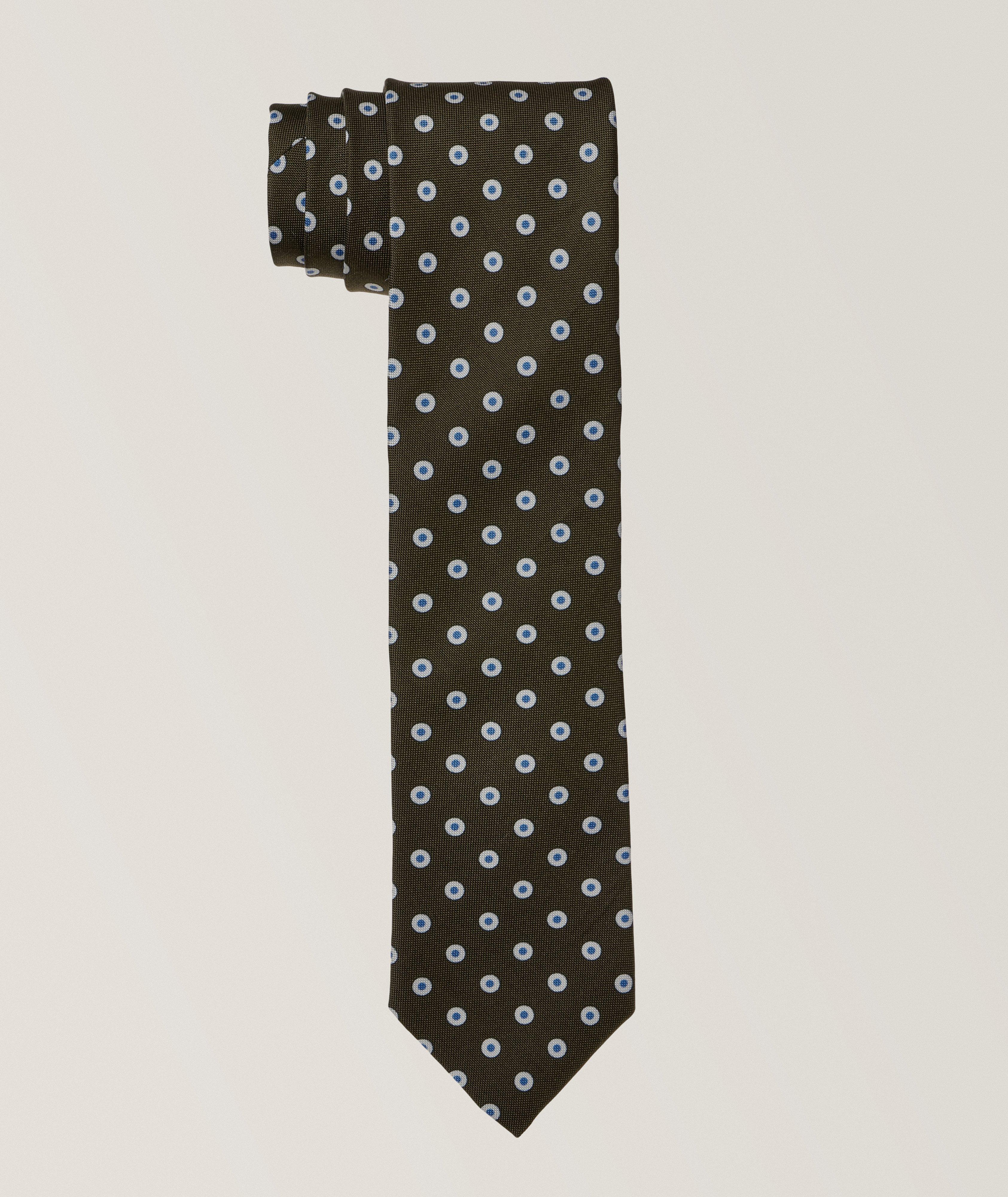 Cravate en soie et en coton à motif de cercles image 0