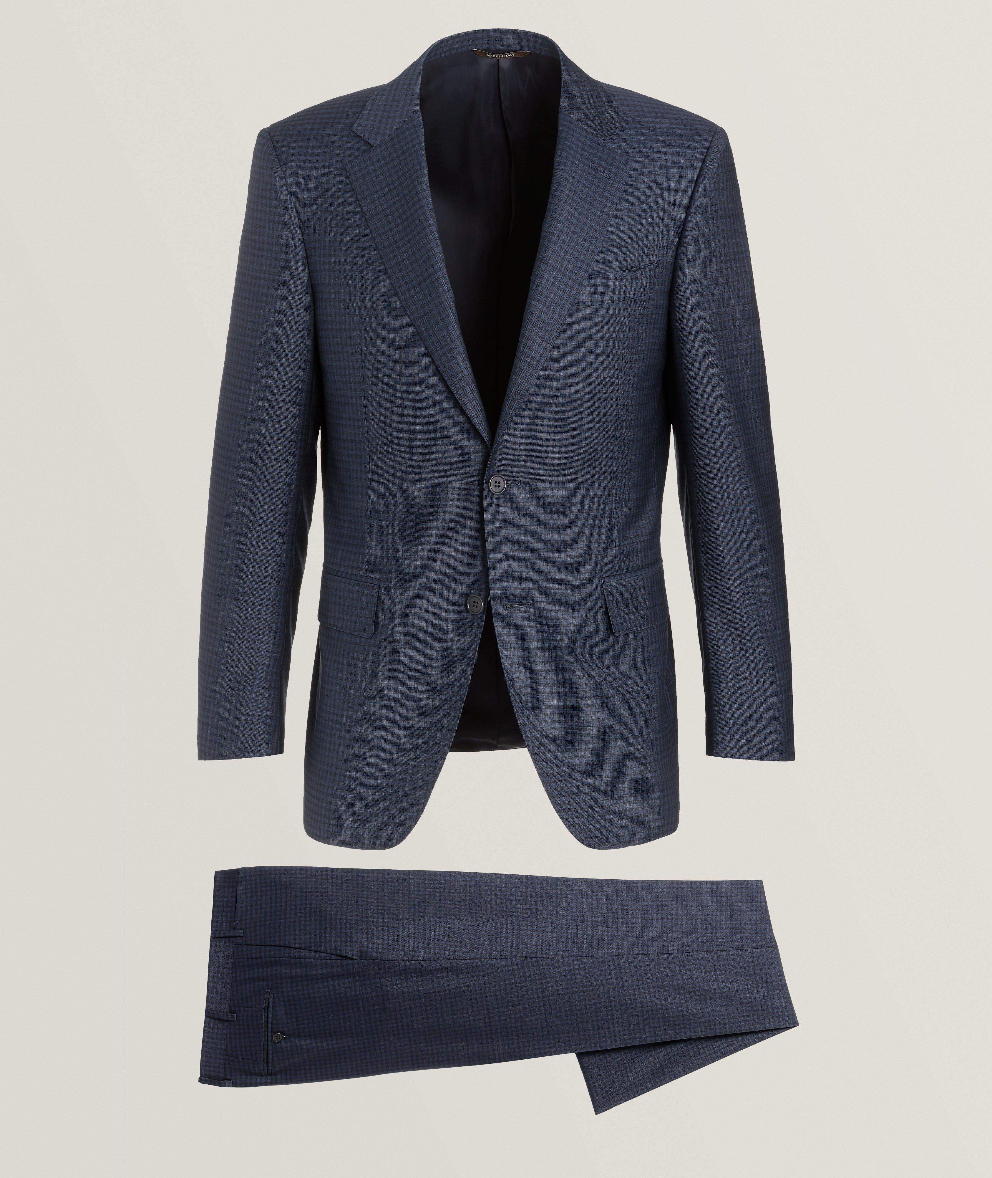 Regular-Fit Gingham Wool Suit