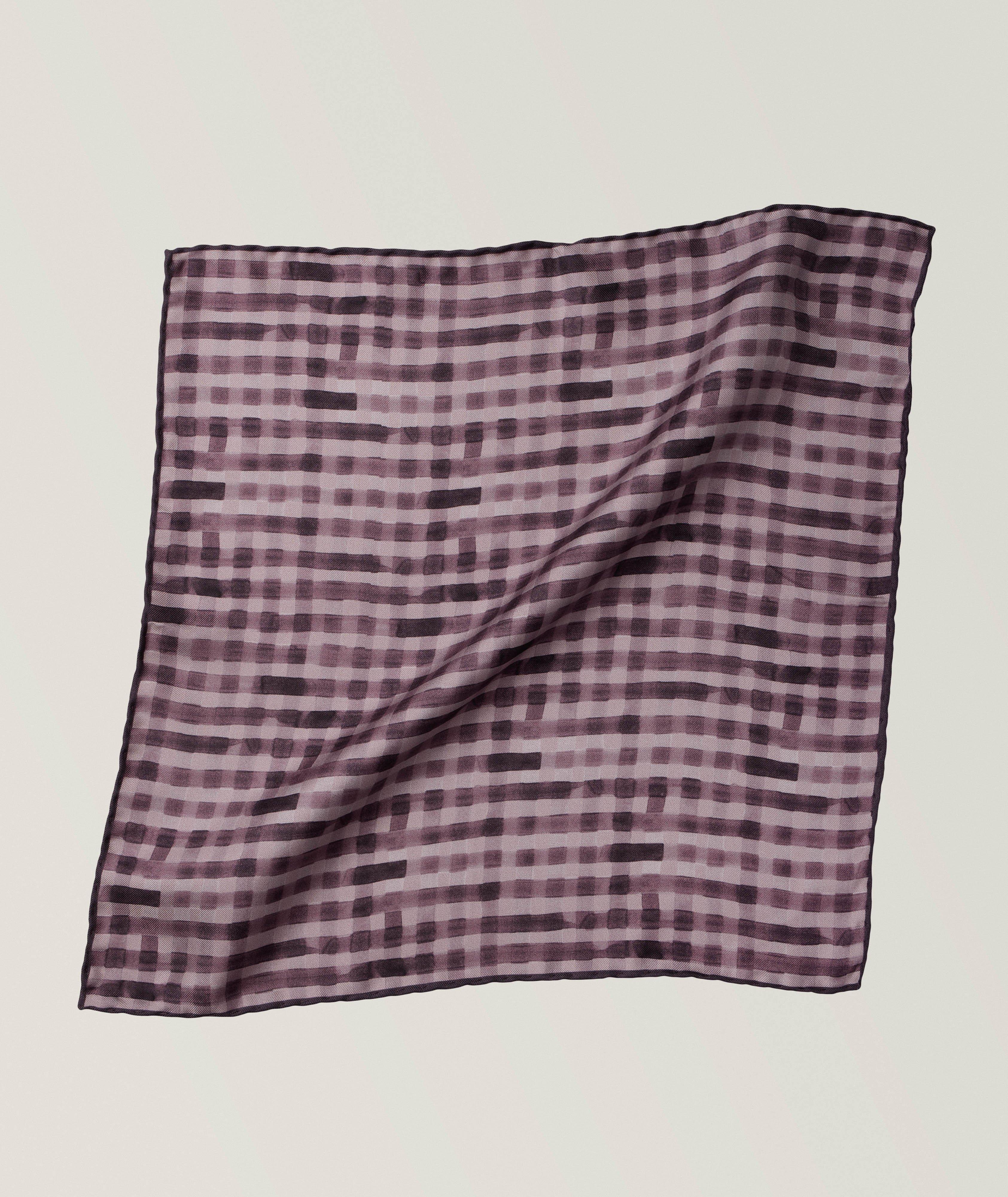 Mouchoir de poche en soie à motif quadrillé image 0