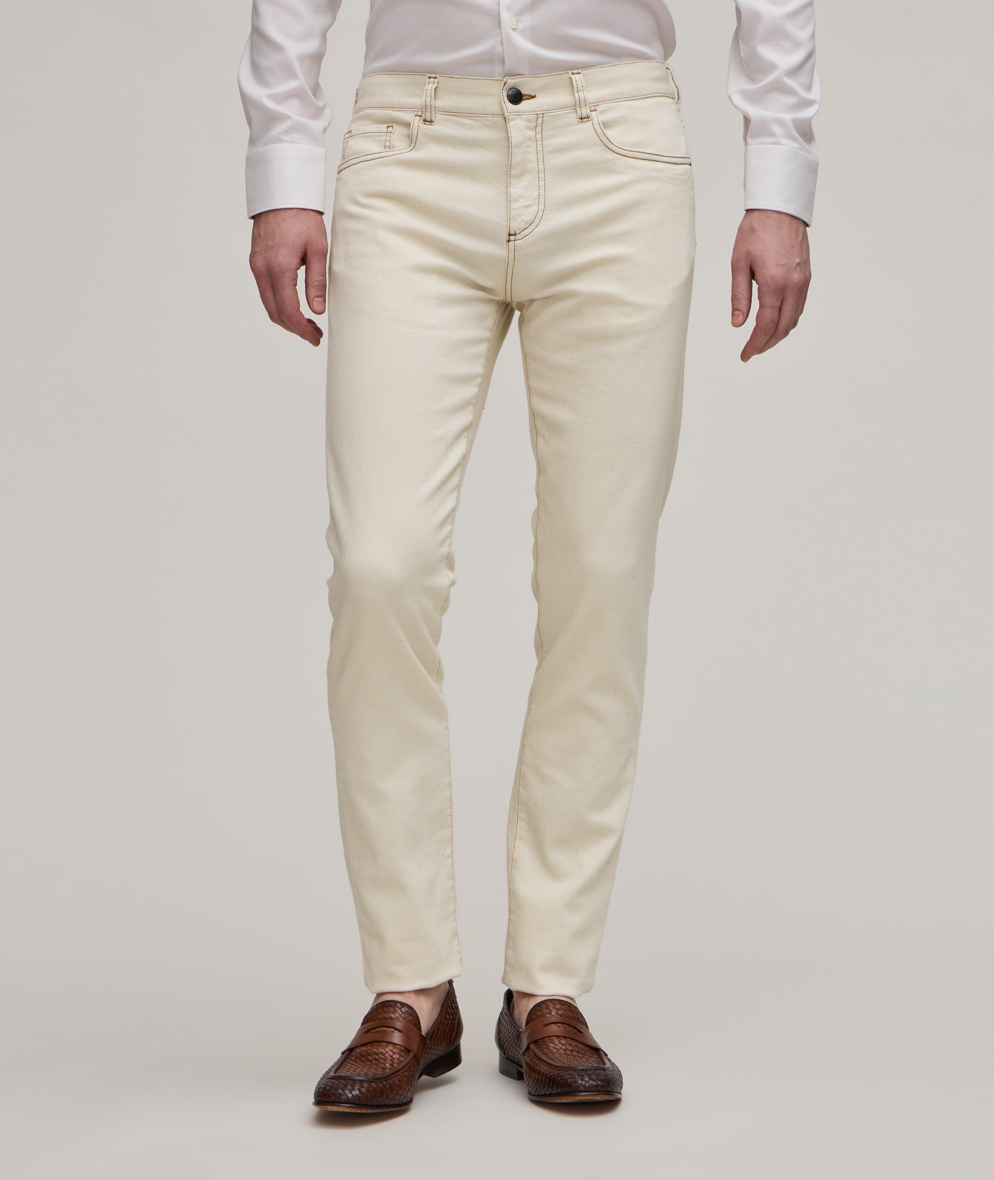 Contrast Stitched Stretch-Cotton Blend Jeans  image 2