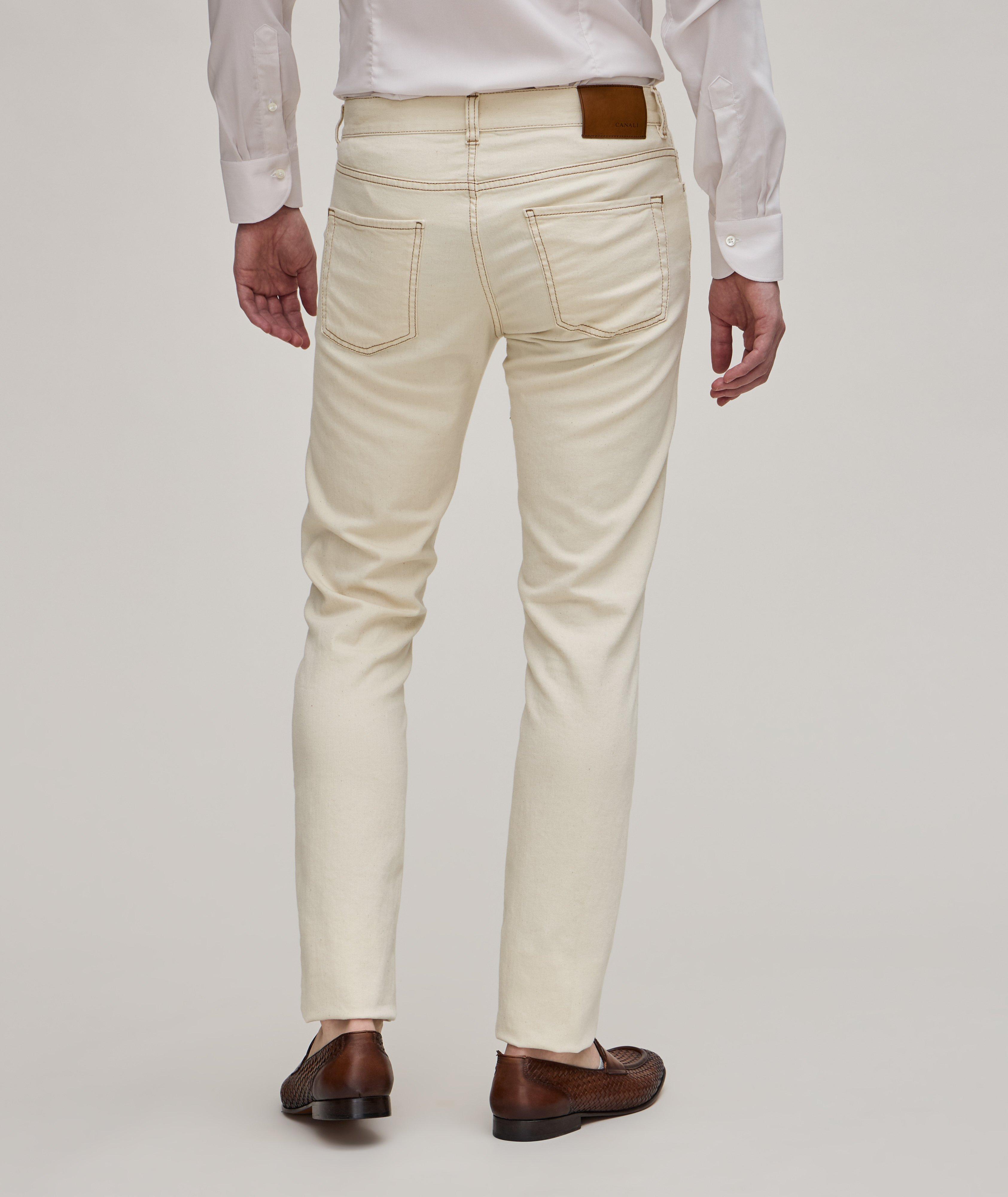 Contrast Stitched Stretch-Cotton Blend Jeans  image 3