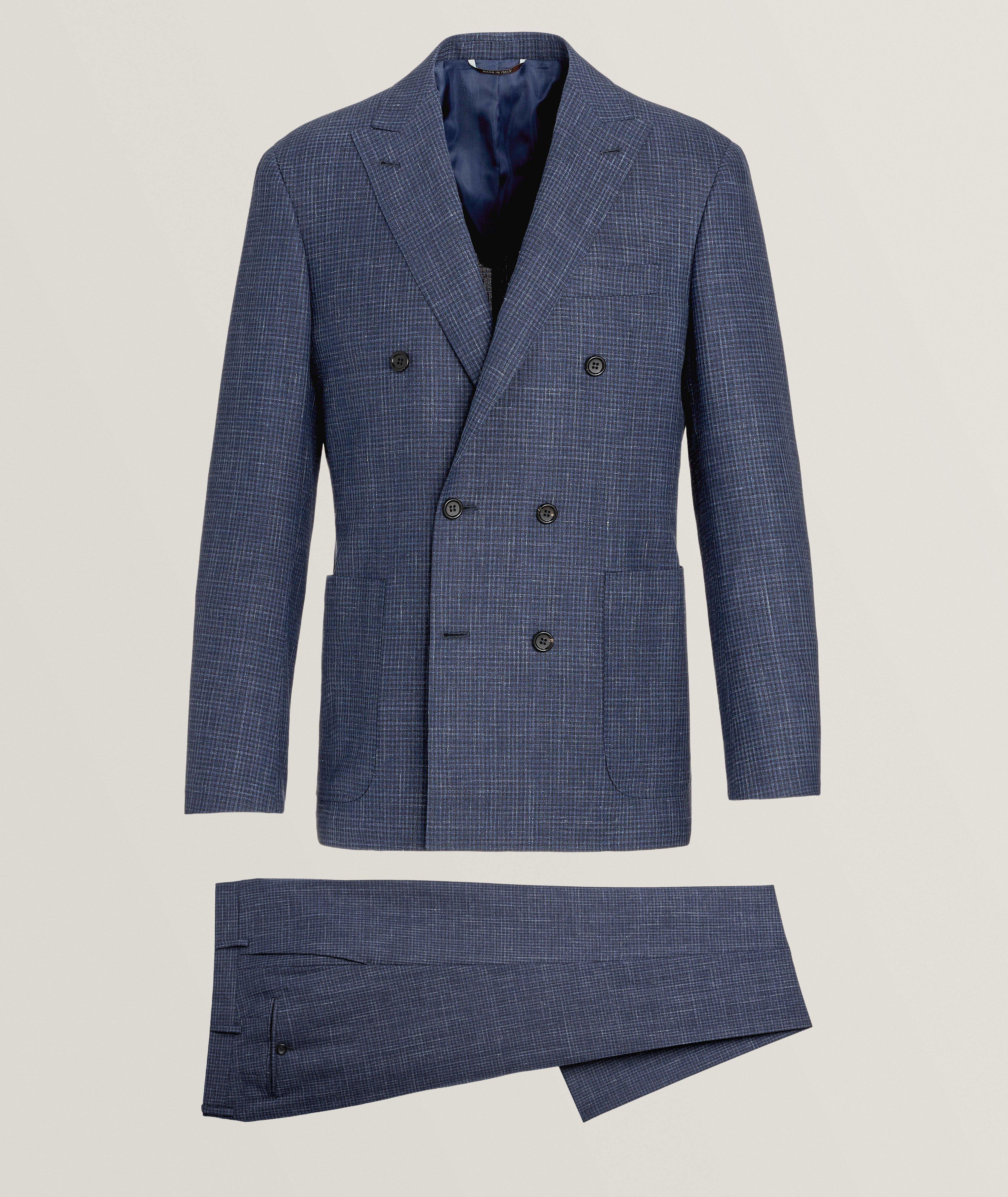 Kei Denim-Effect Miniature Checkered Wool-Blend Suit image 0