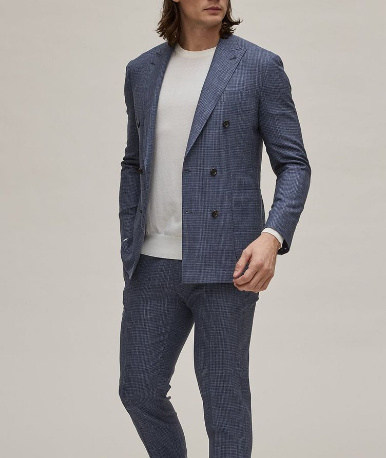 Kei Denim-Effect Miniature Checkered Wool-Blend Suit image 1