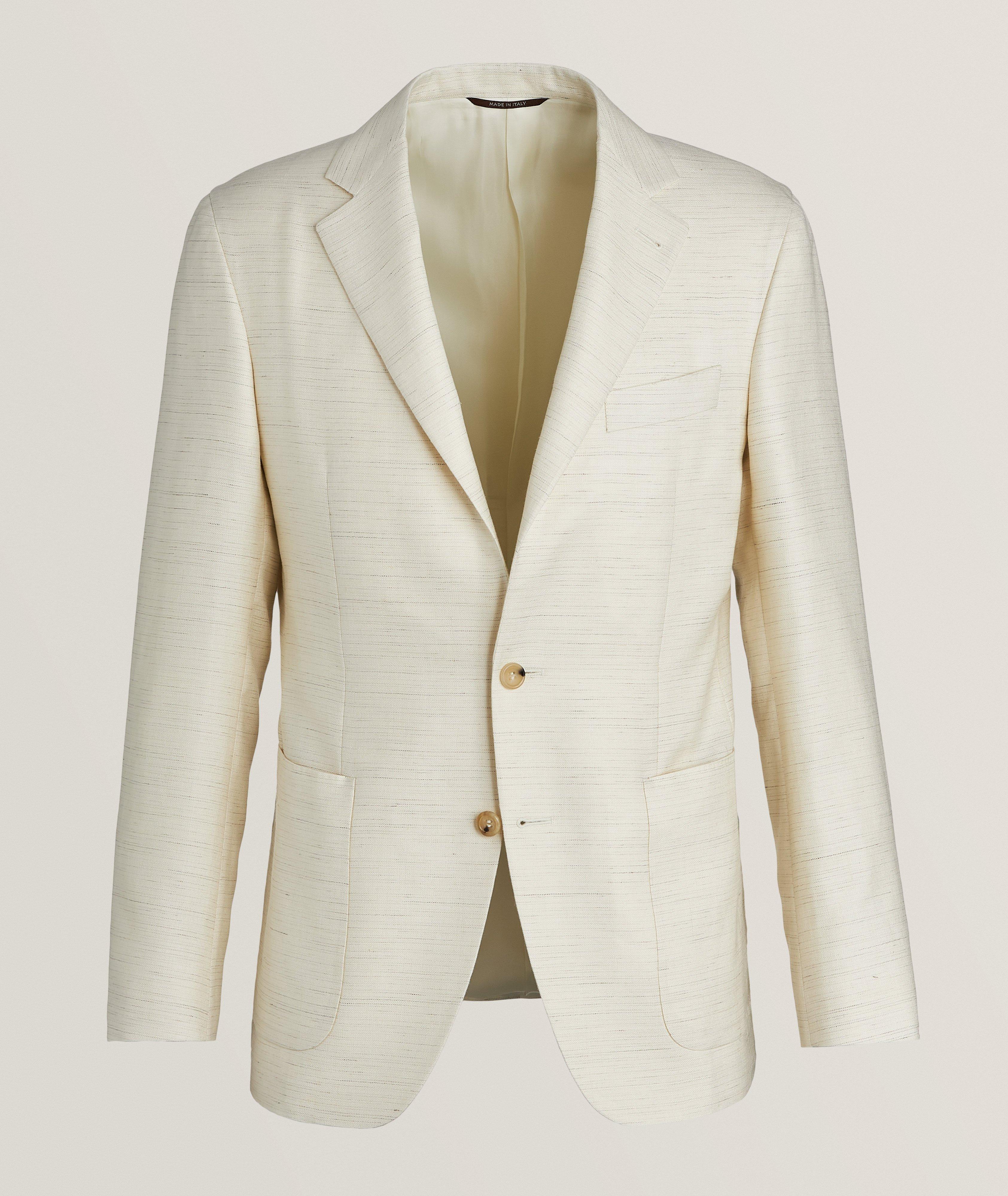 Kei Horizontal Line Wool, Silk & Linen Sport Jacket image 0