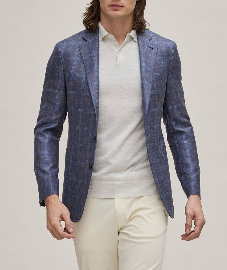 Kei Windowpane Wool, Silk, & Linen Sport Jacket image 1