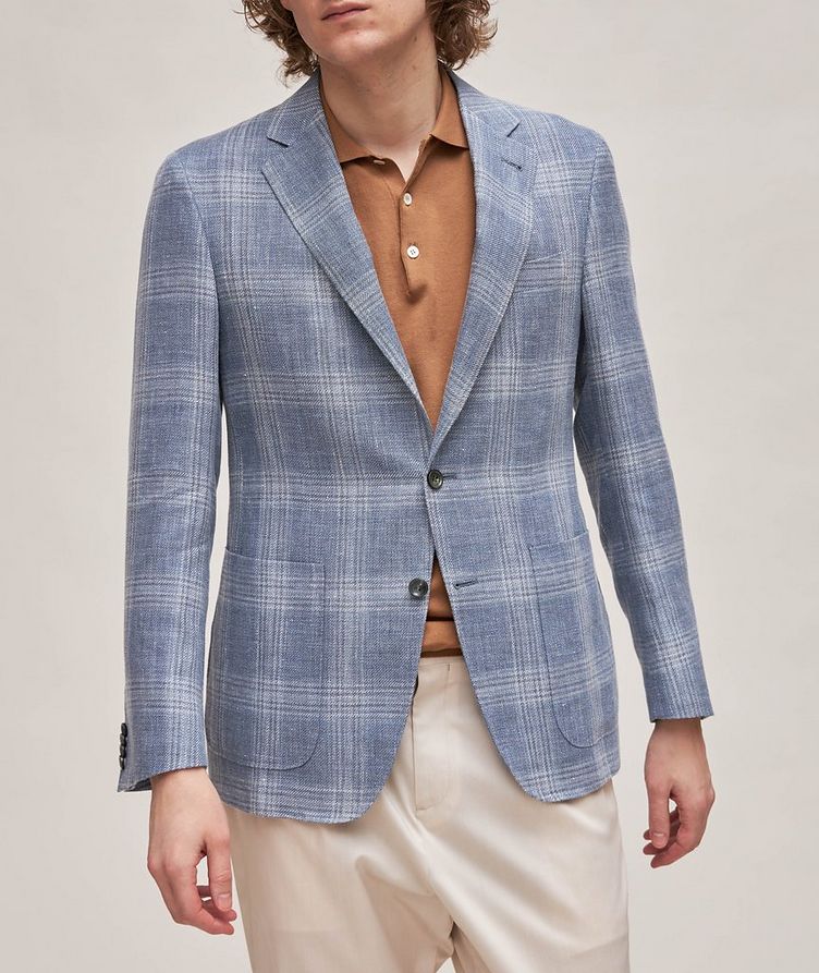 Kei Checkered Denim Effect Linen-Wool Sport Jacket image 1