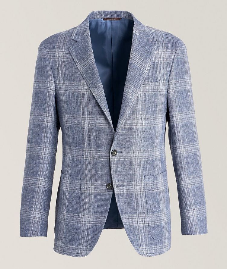 Kei Checkered Denim Effect Linen-Wool Sport Jacket image 0