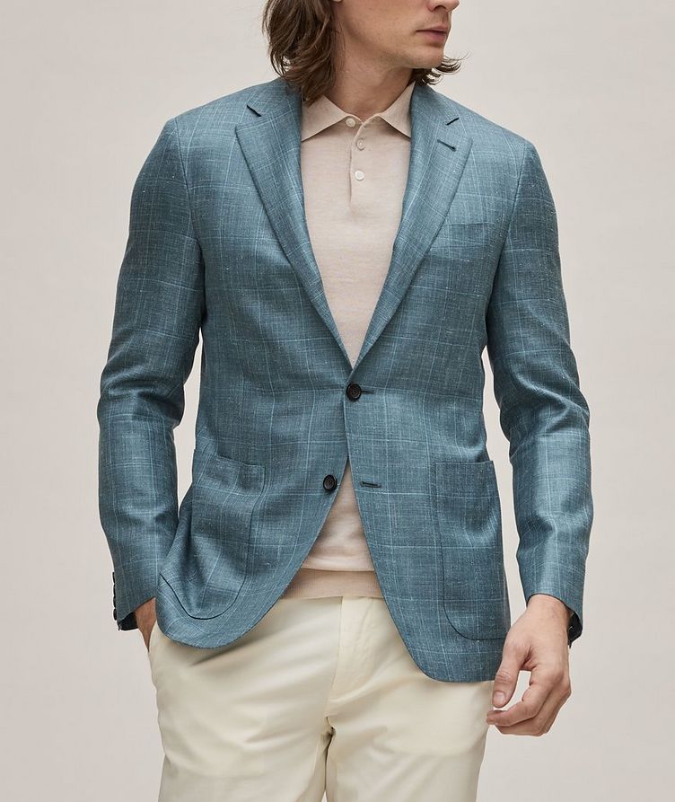 Kei Windowpane Wool, Silk & Linen Sport Jacket image 1