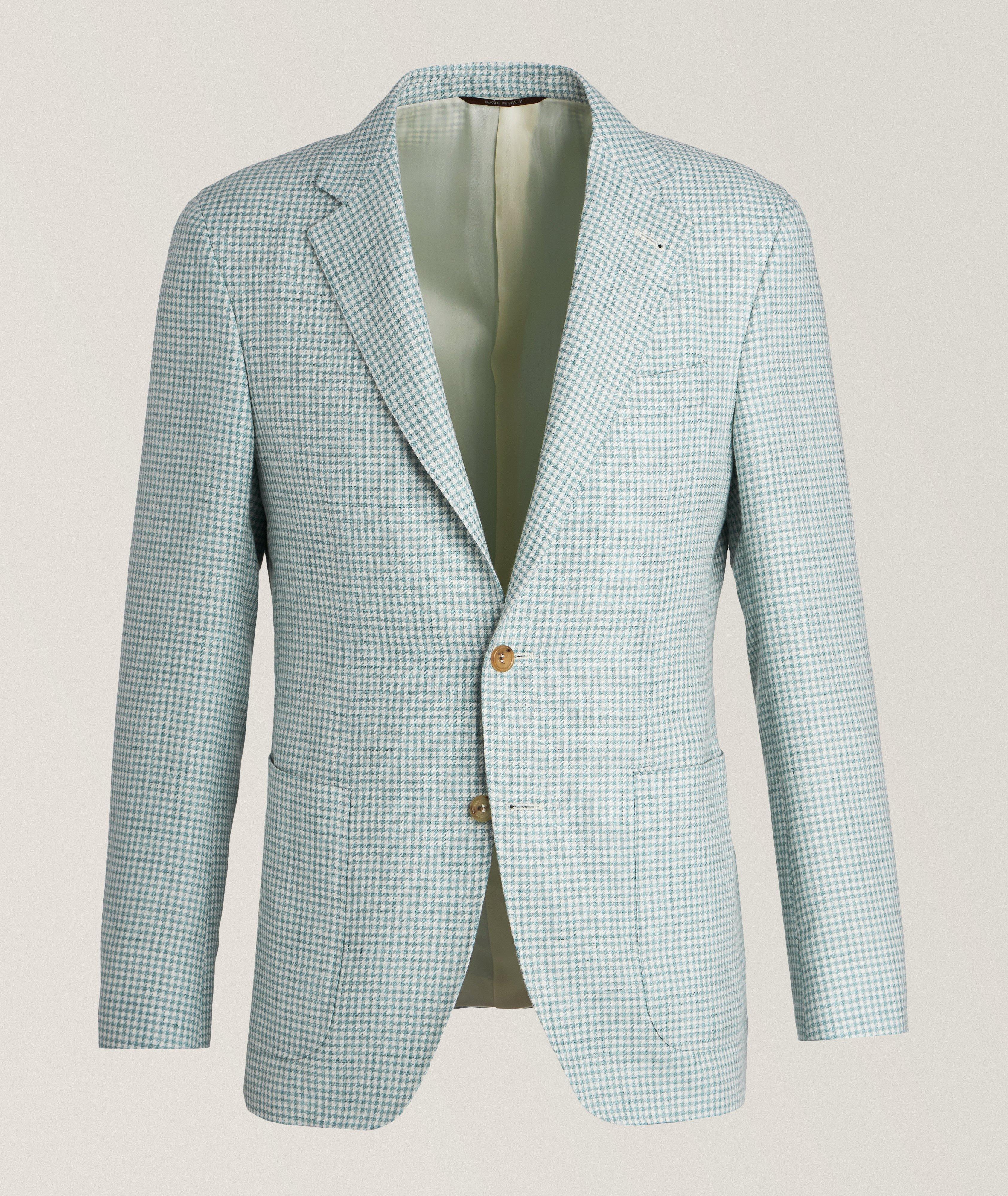 Canali Kei Houndstooth Linen-Wool Sport Jacket