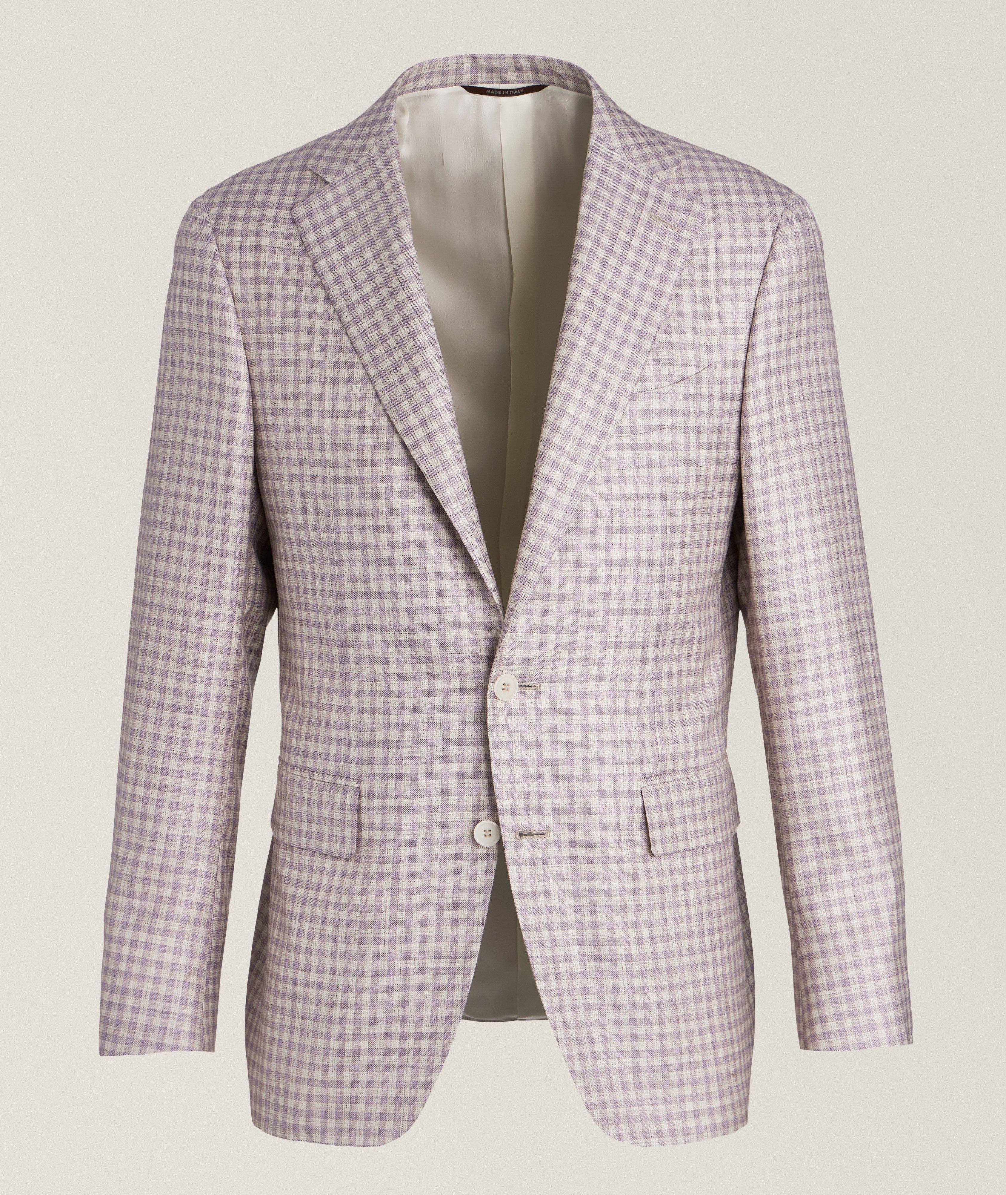 Canali Gingham Wool, Silk & Linen Sport Jacket