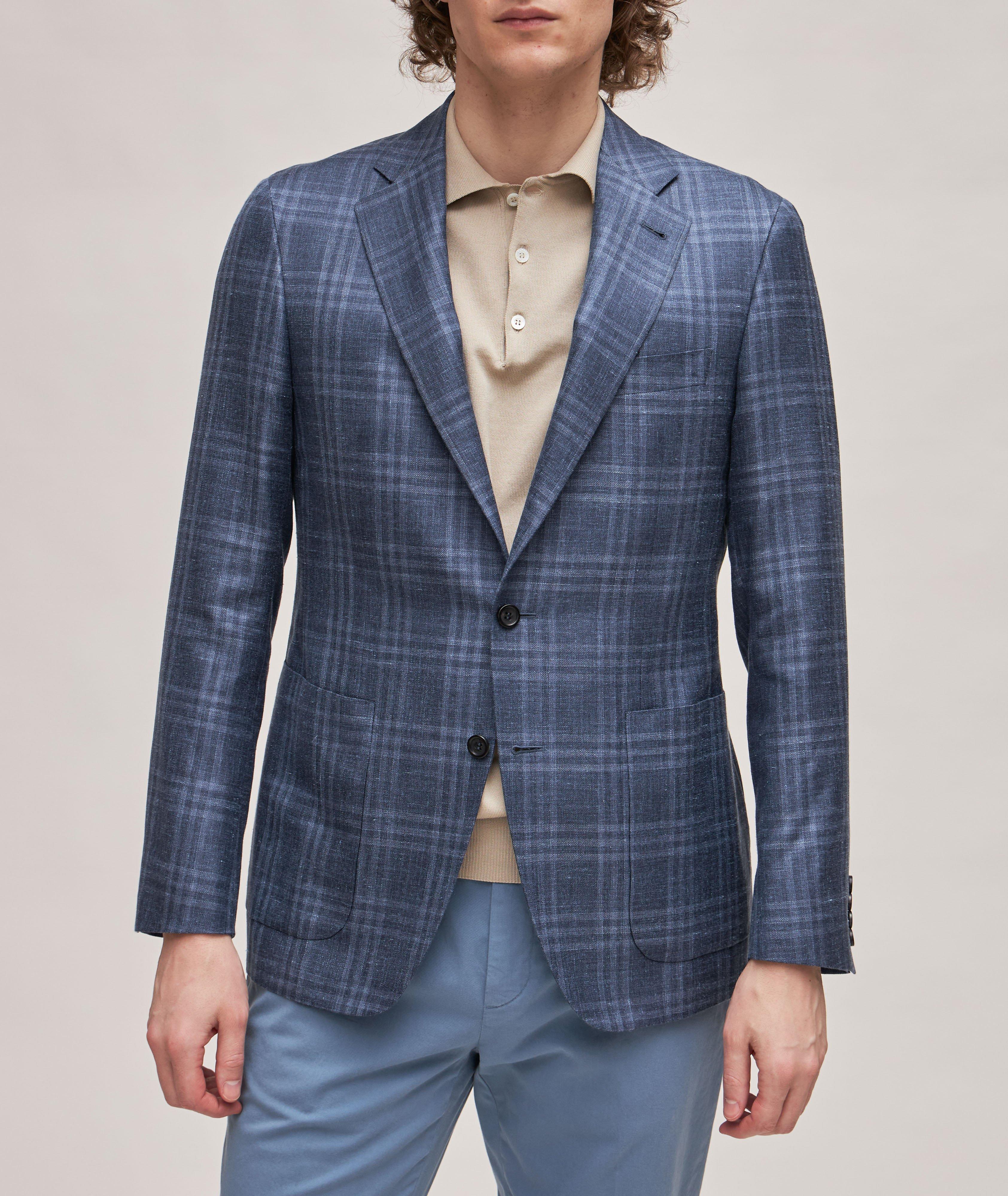 Kei Windowpane Wool, Silk, & Linen Sport Jacket image 1