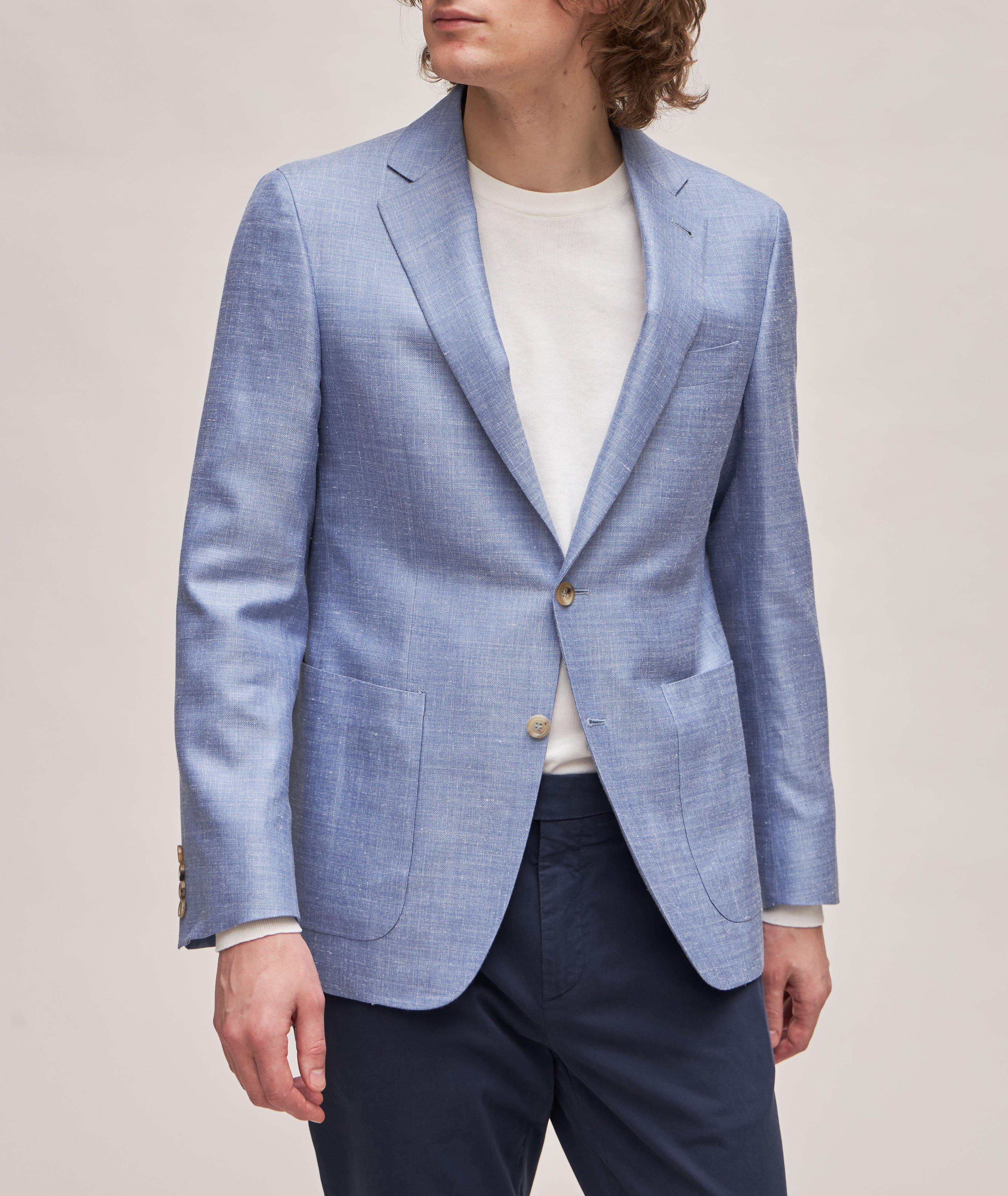 Kei Herringbone Wool, Silk & Linen Sport Jacket