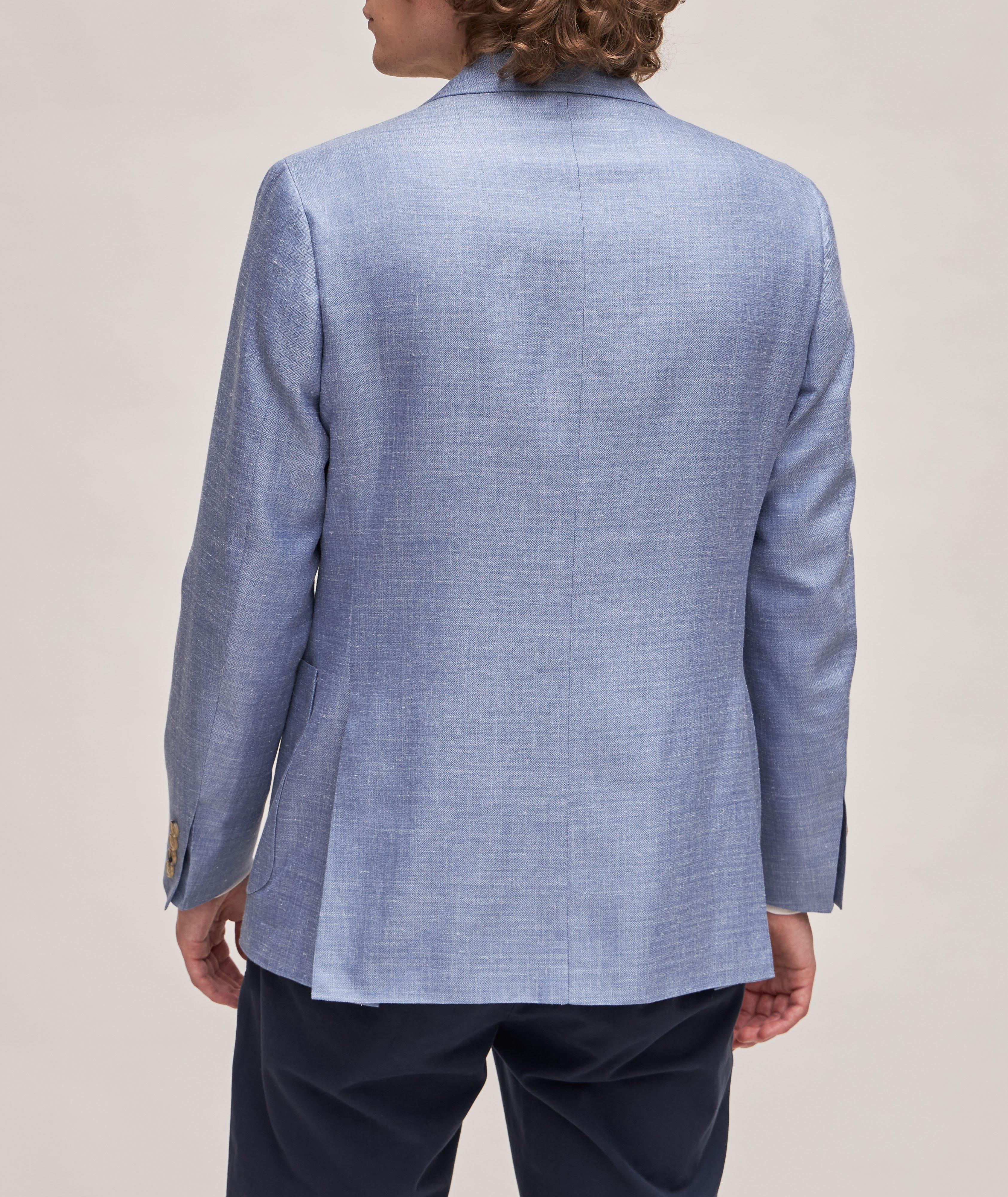 Kei Herringbone Wool, Silk & Linen Sport Jacket