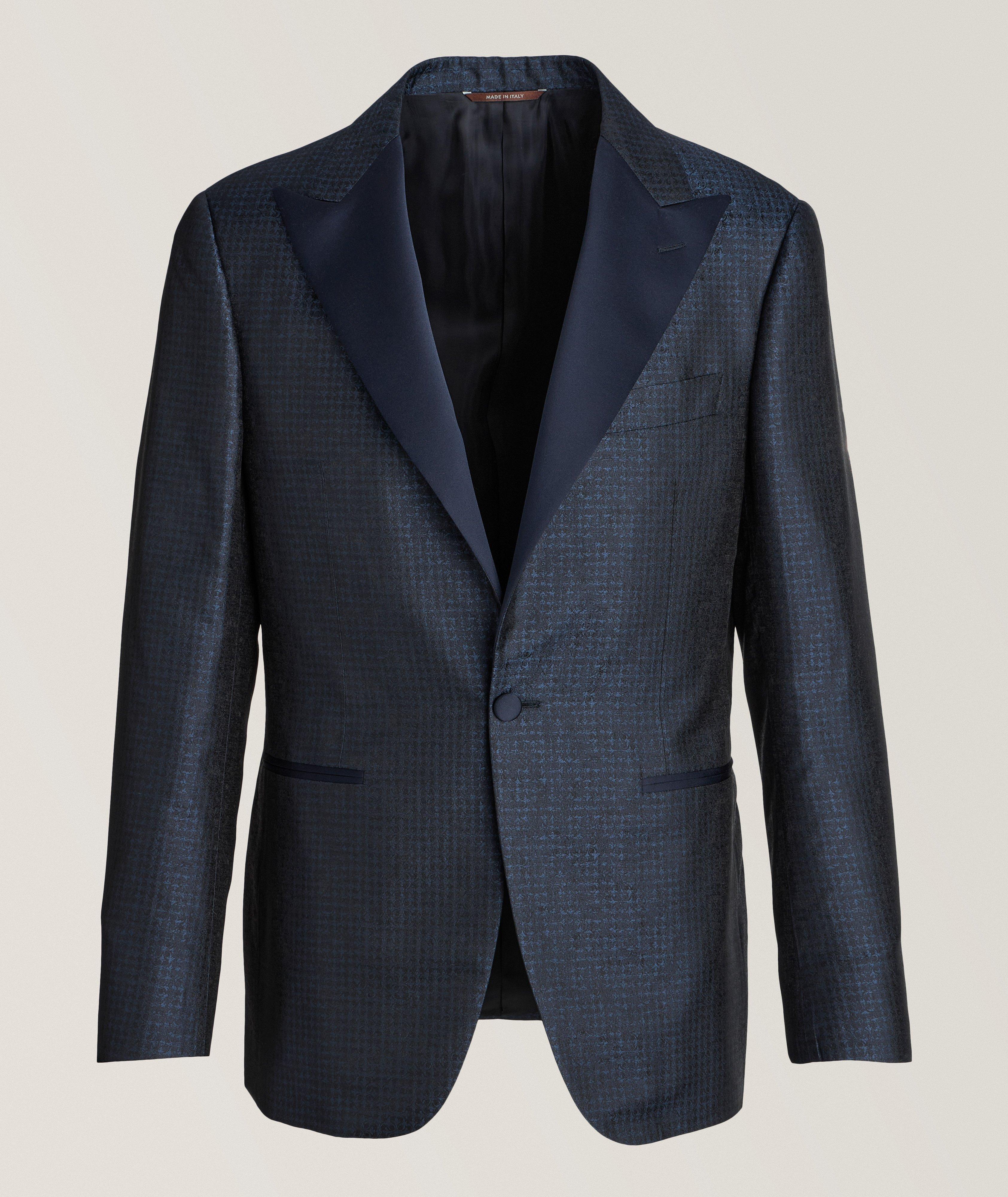 Pura Seta Tonal Damask Silk Tuxedo Jacket image 0