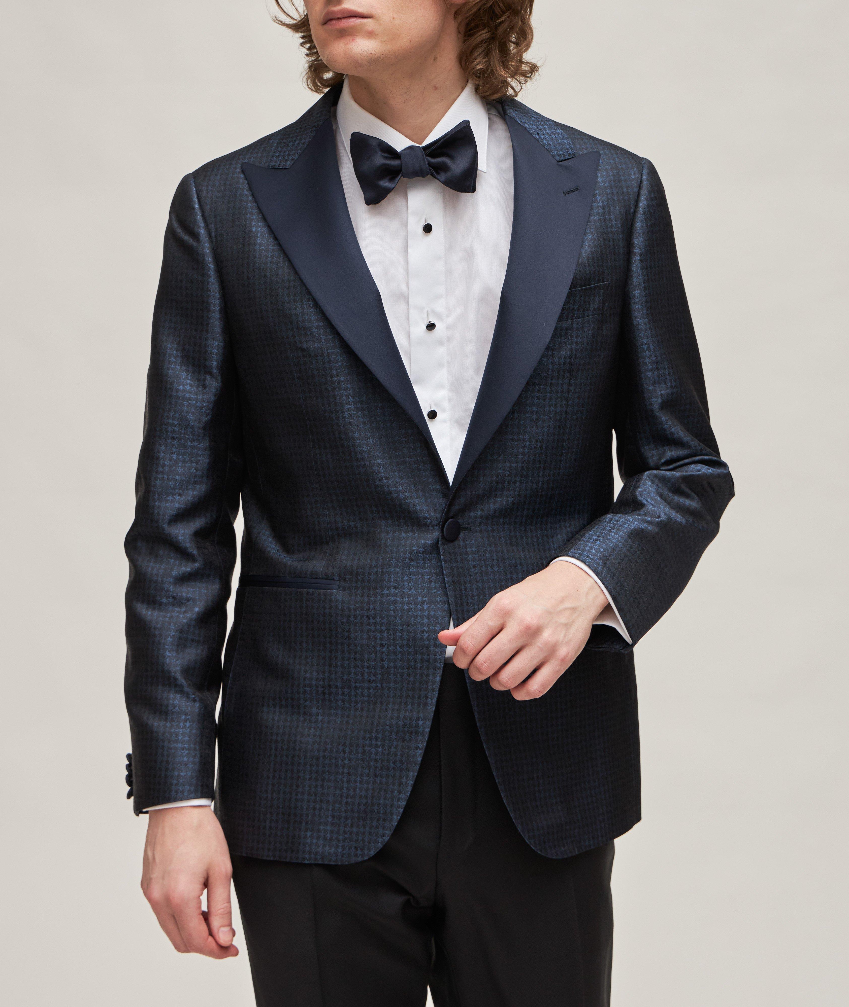 Pura Seta Tonal Damask Silk Tuxedo Jacket image 1