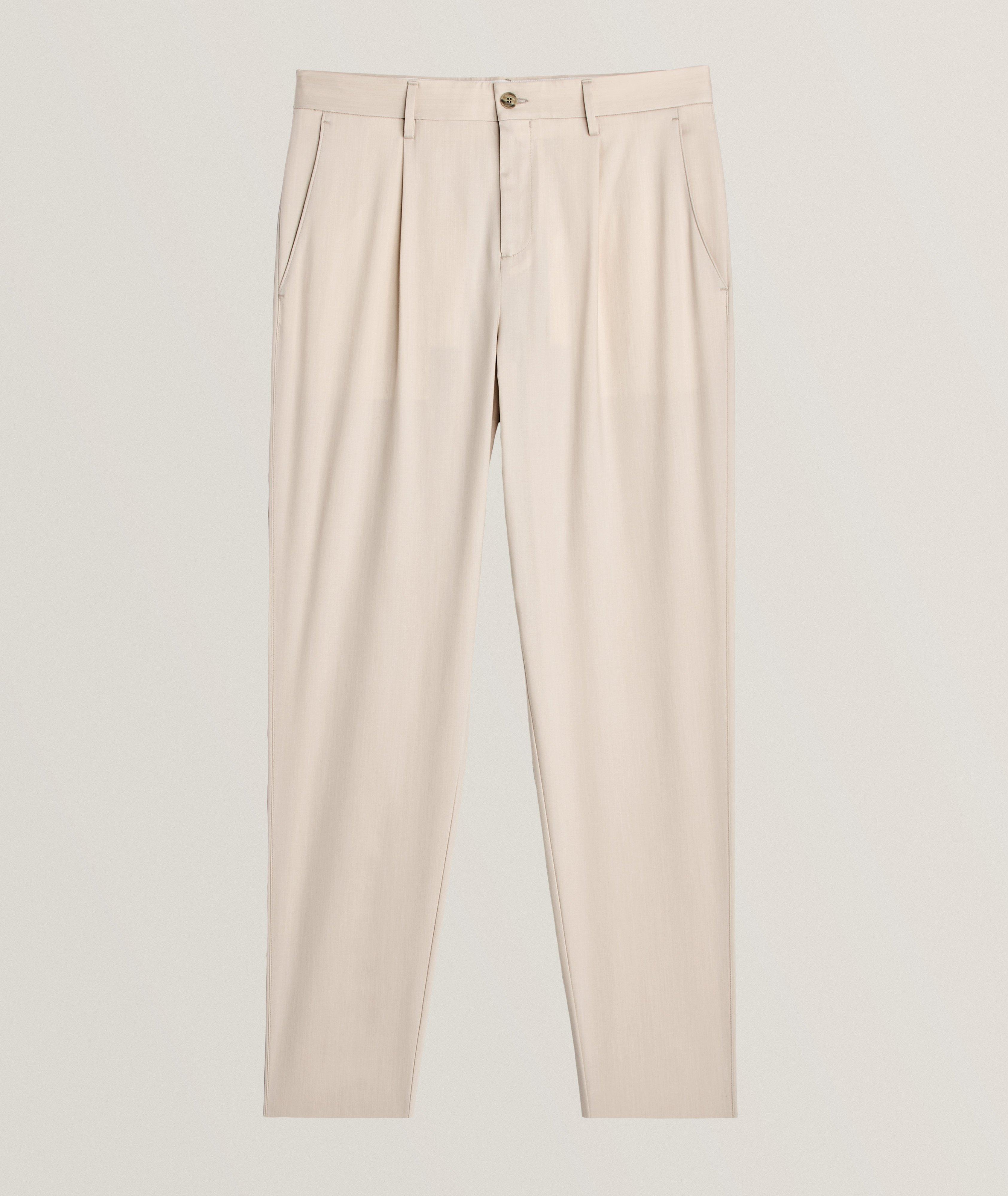 Pantalon habillé uni en mélange de lyocell et de coton image 0