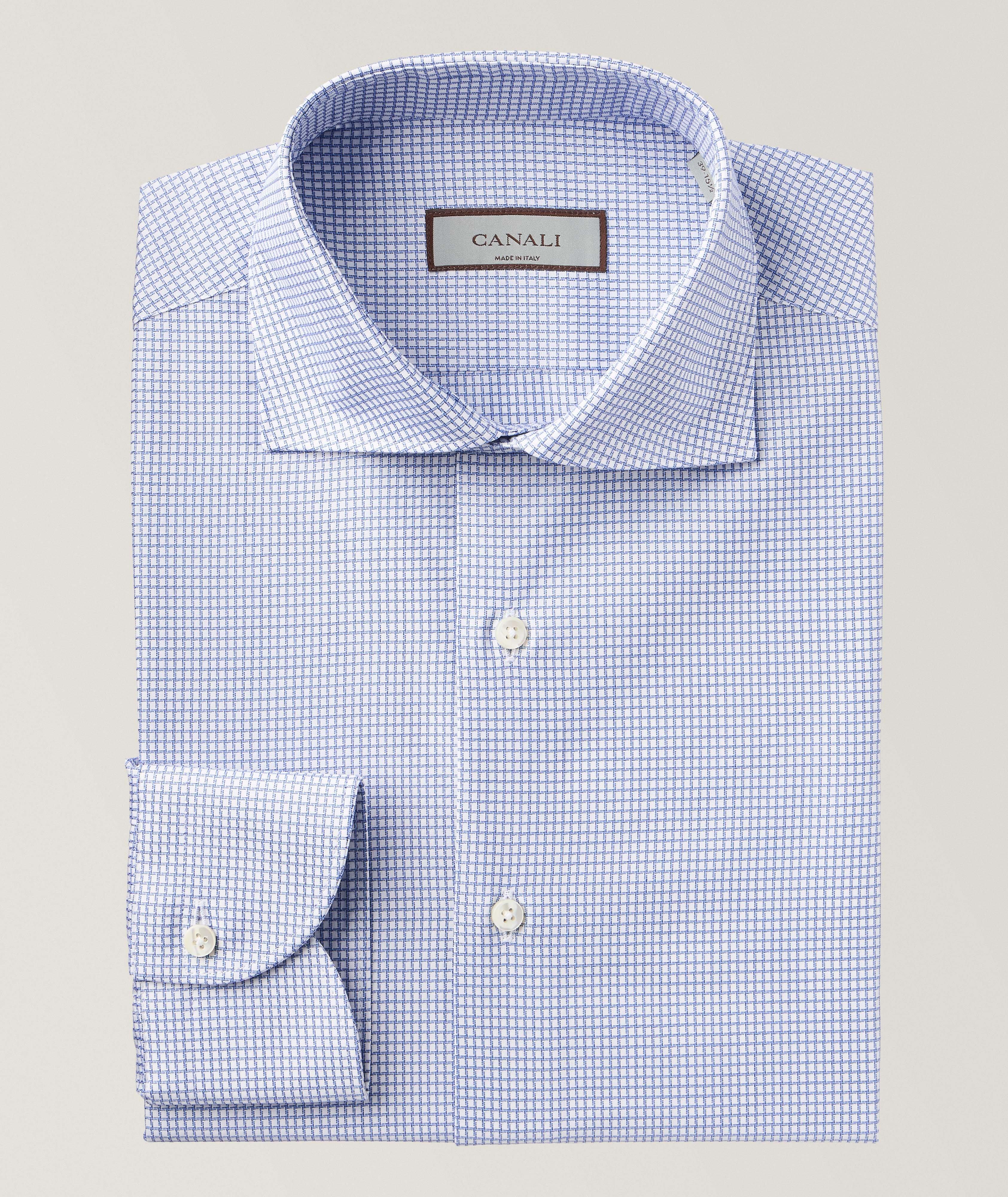 Slim-Fit Geometric Pattern Dress Shirt