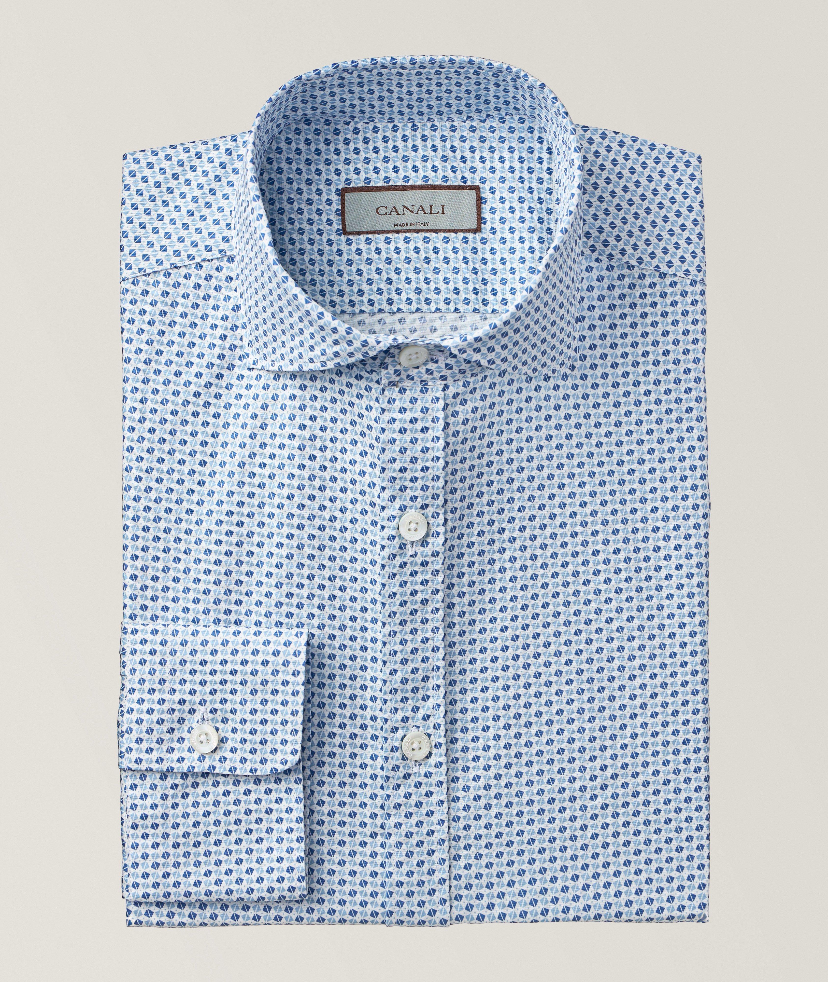 Chemise décontractée en coton à motif géométrique image 0