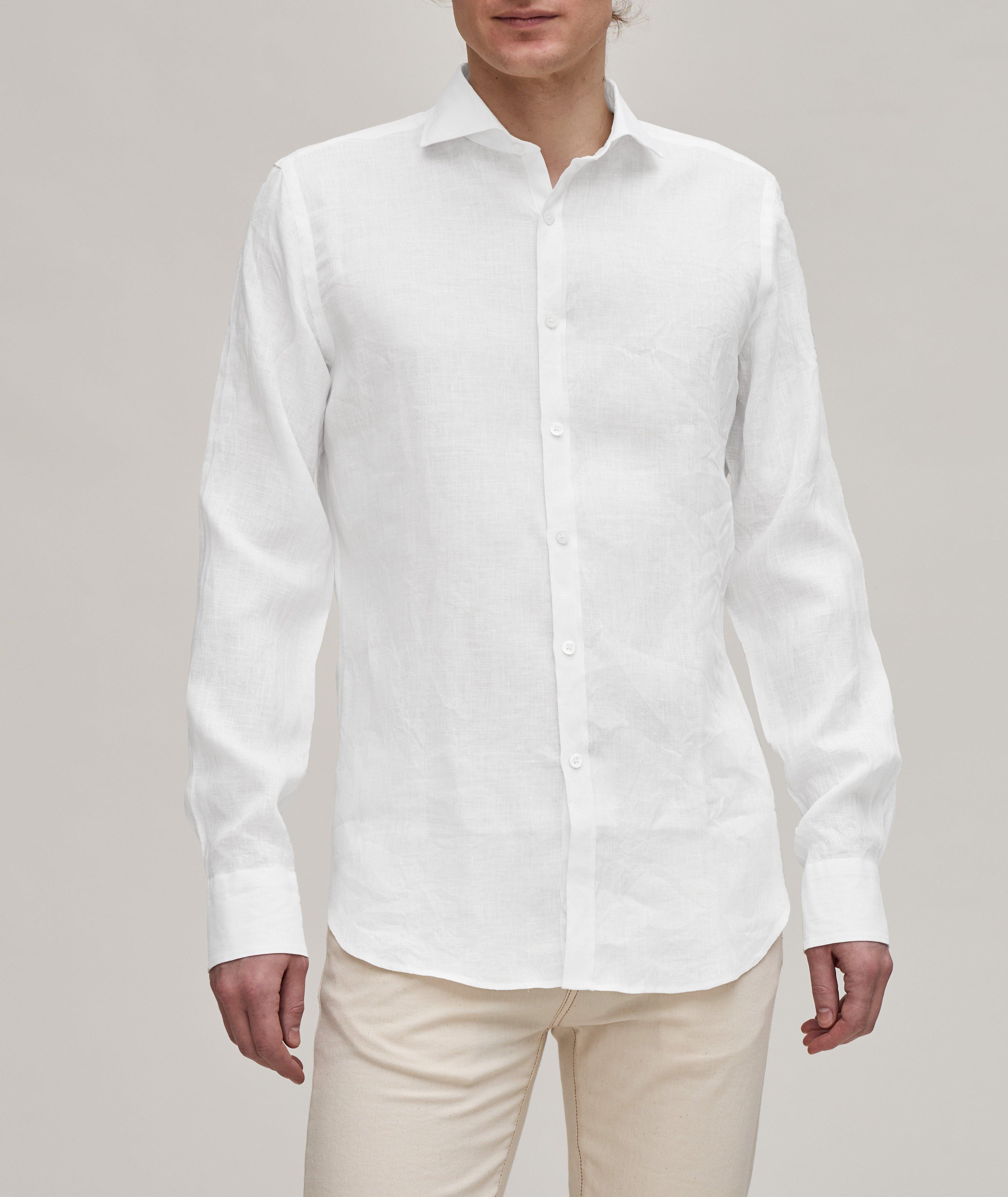 Chemise décontractée unie en lin image 1