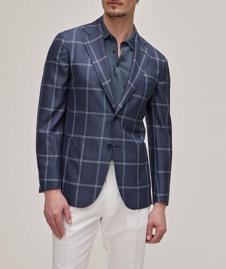 New Plume Large Check Cashmere-Silk Sport Jacket image 1
