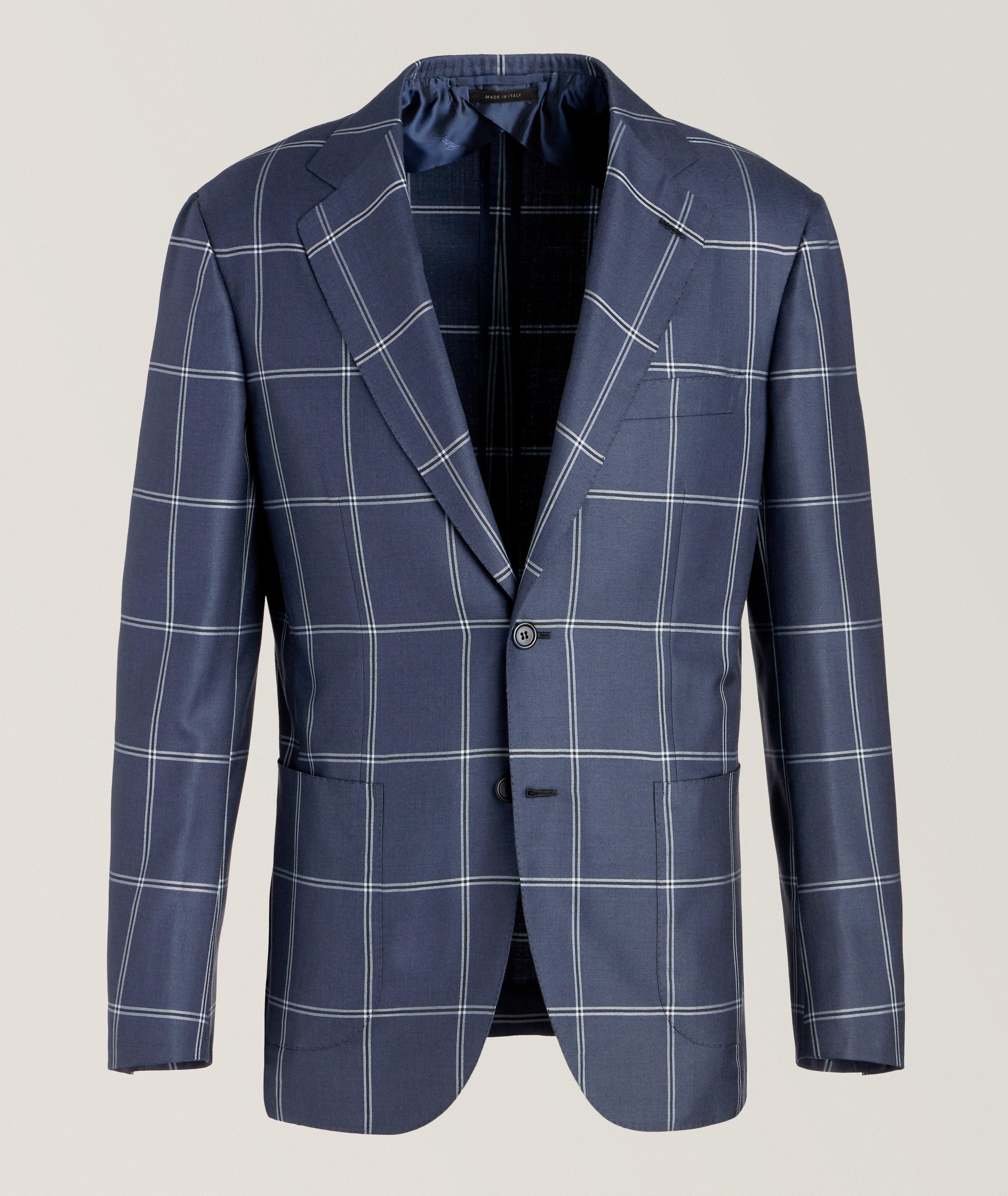 New Plume Large Check Cashmere-Silk Sport Jacket image 0