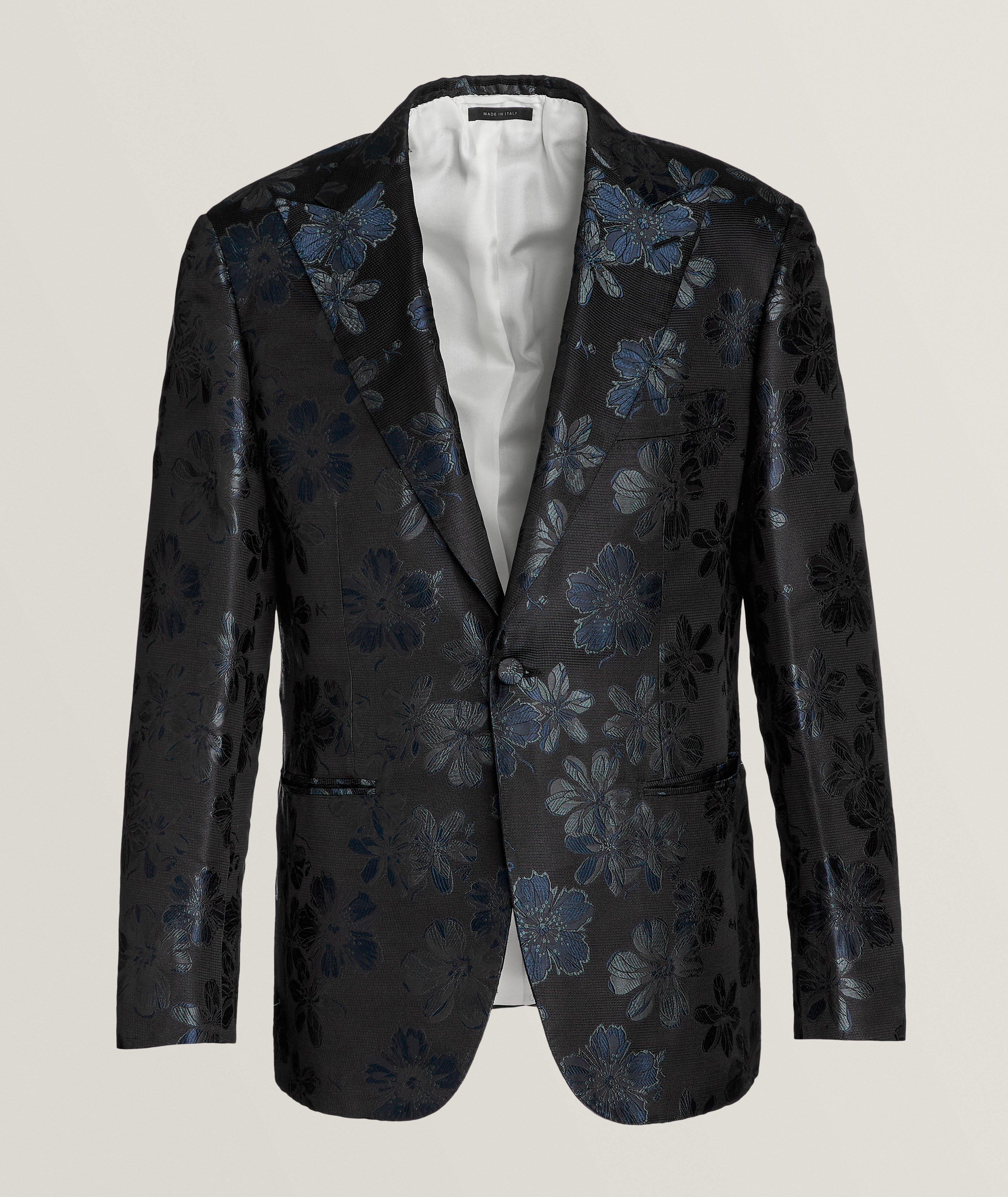 Brioni Floral Jacquard Silk Cocktail Jacket