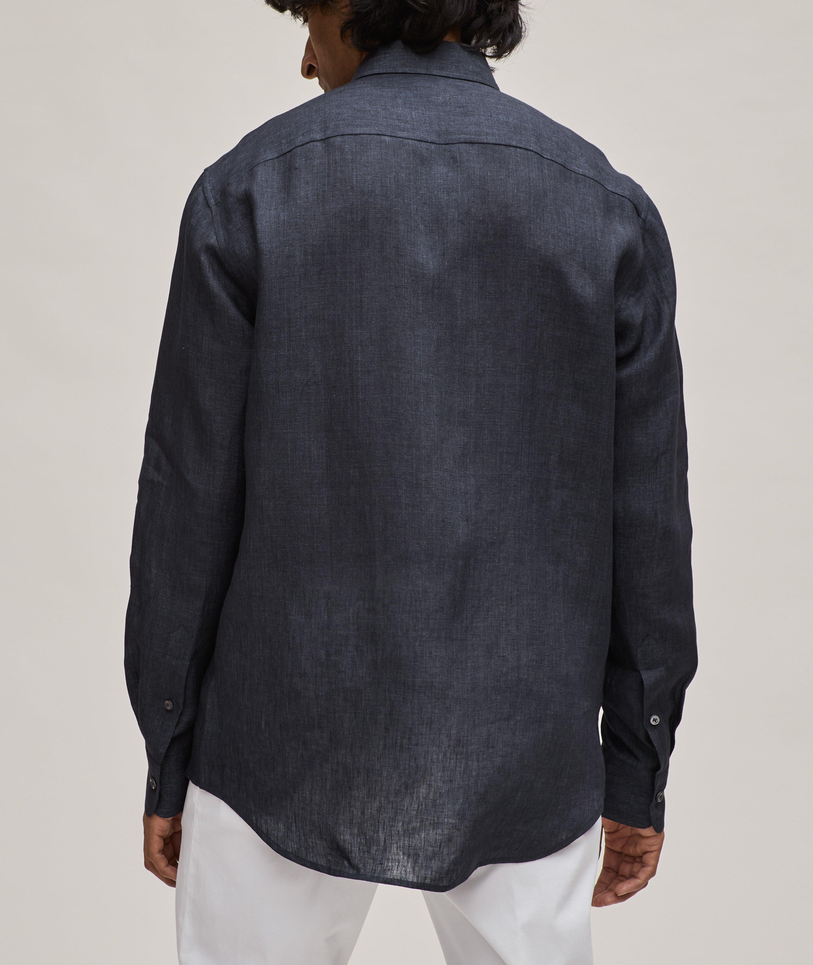 Hidden Button Down Collar Linen Shirt image 2