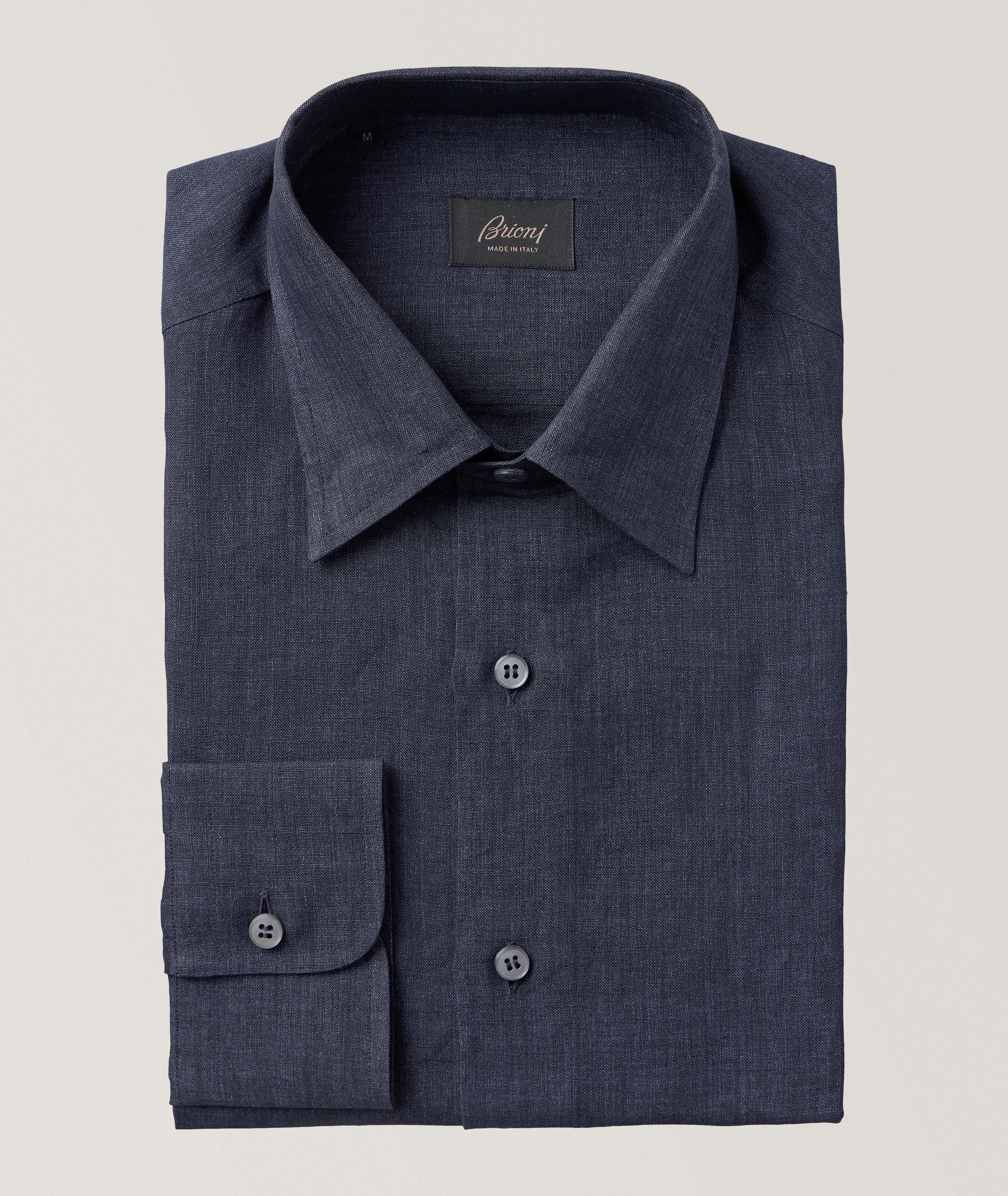 Hidden Button Down Collar Linen Shirt image 0