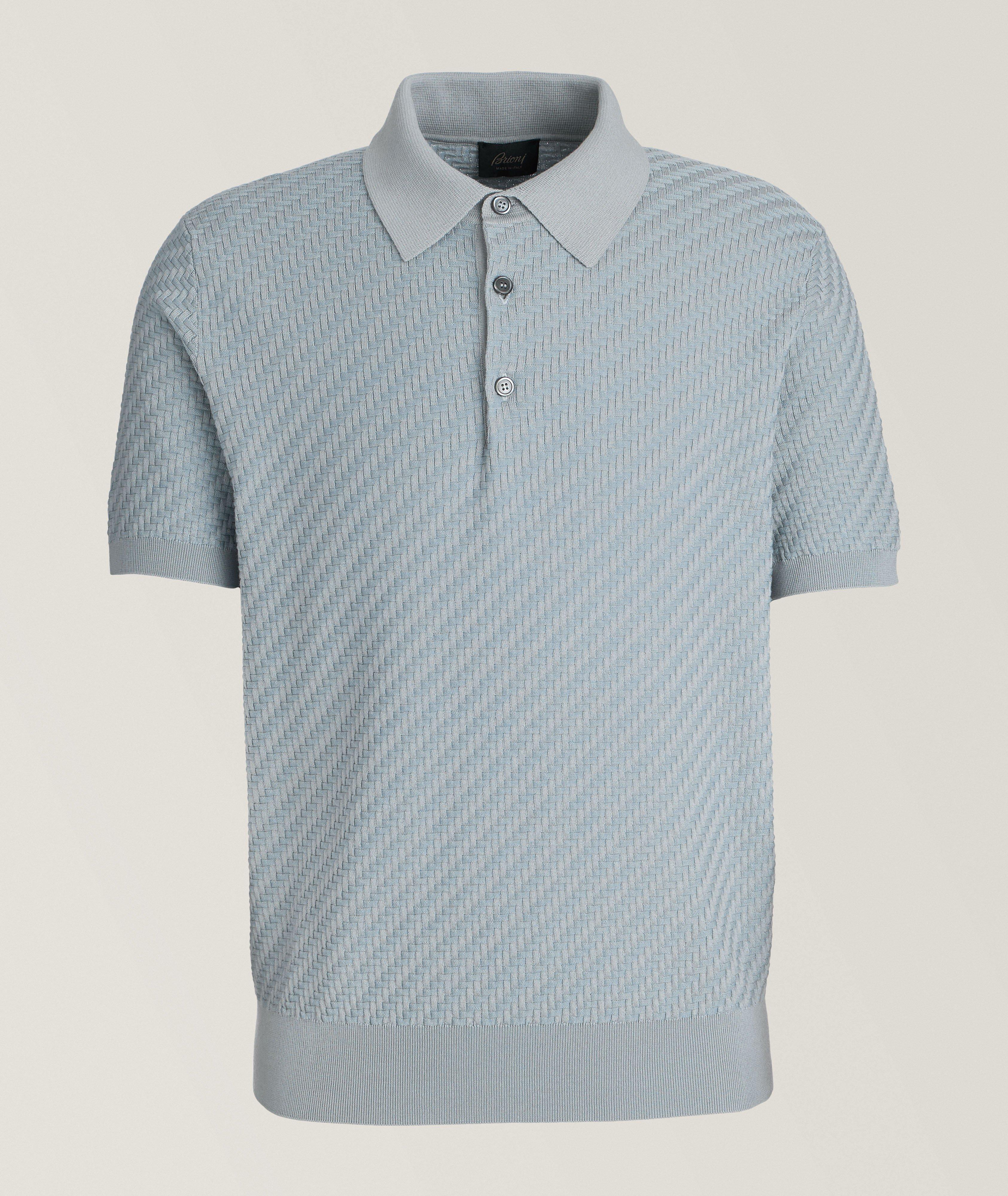 Brioni Con Lista Cotton, Silk & Cashmere Textured Polo 