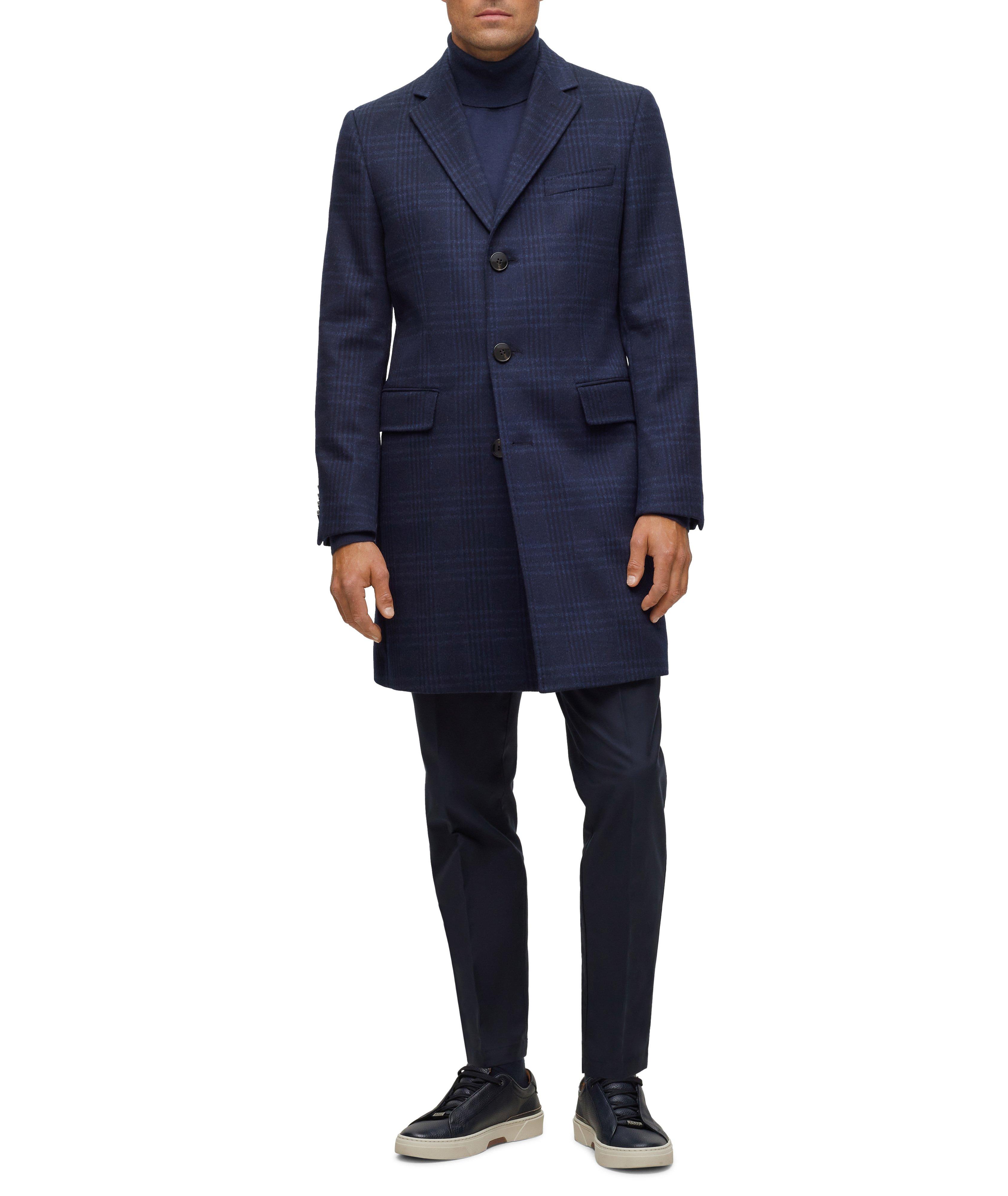 Slim-Fit Checked Virgin Wool Overcoat image 1