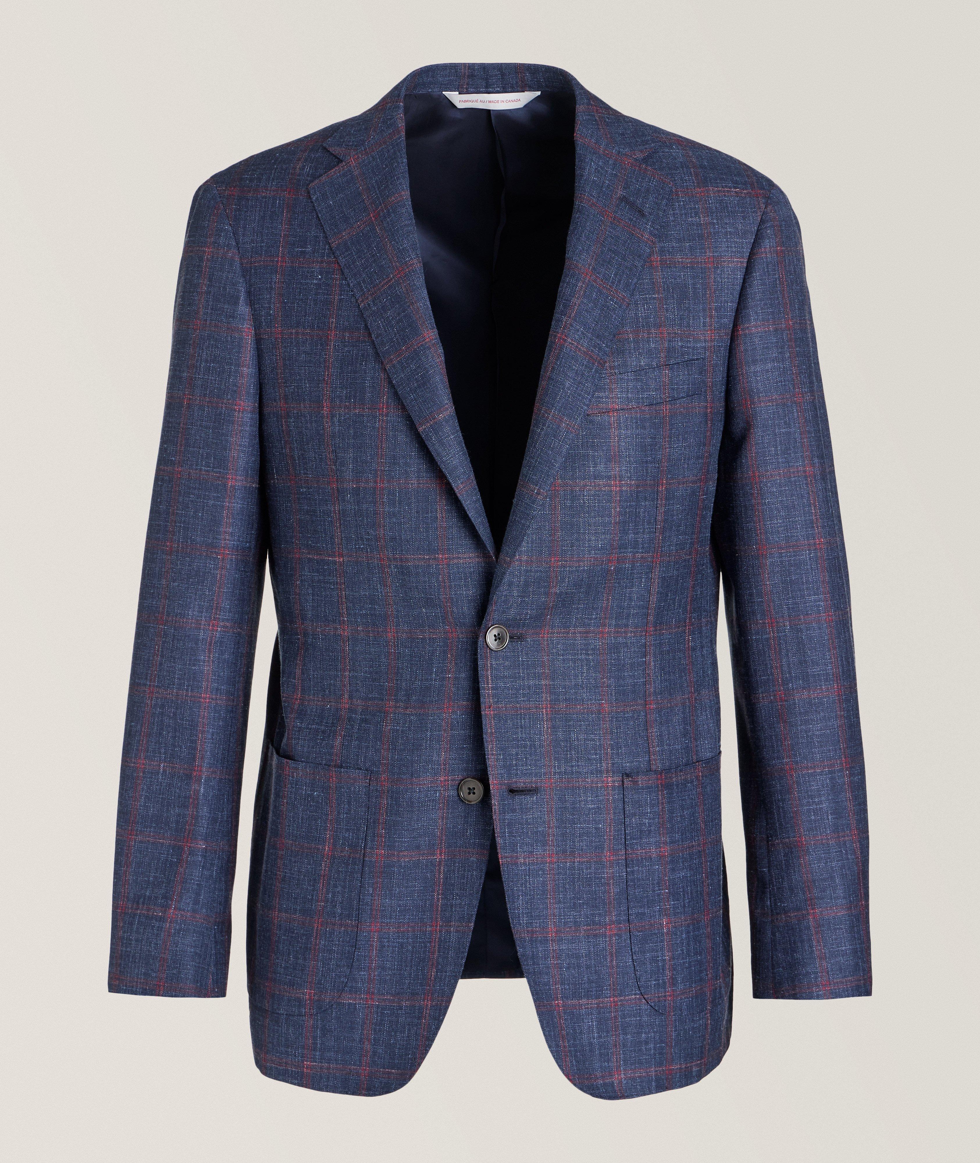 Windowpane Wool, Silk & Linen Sport Jacket