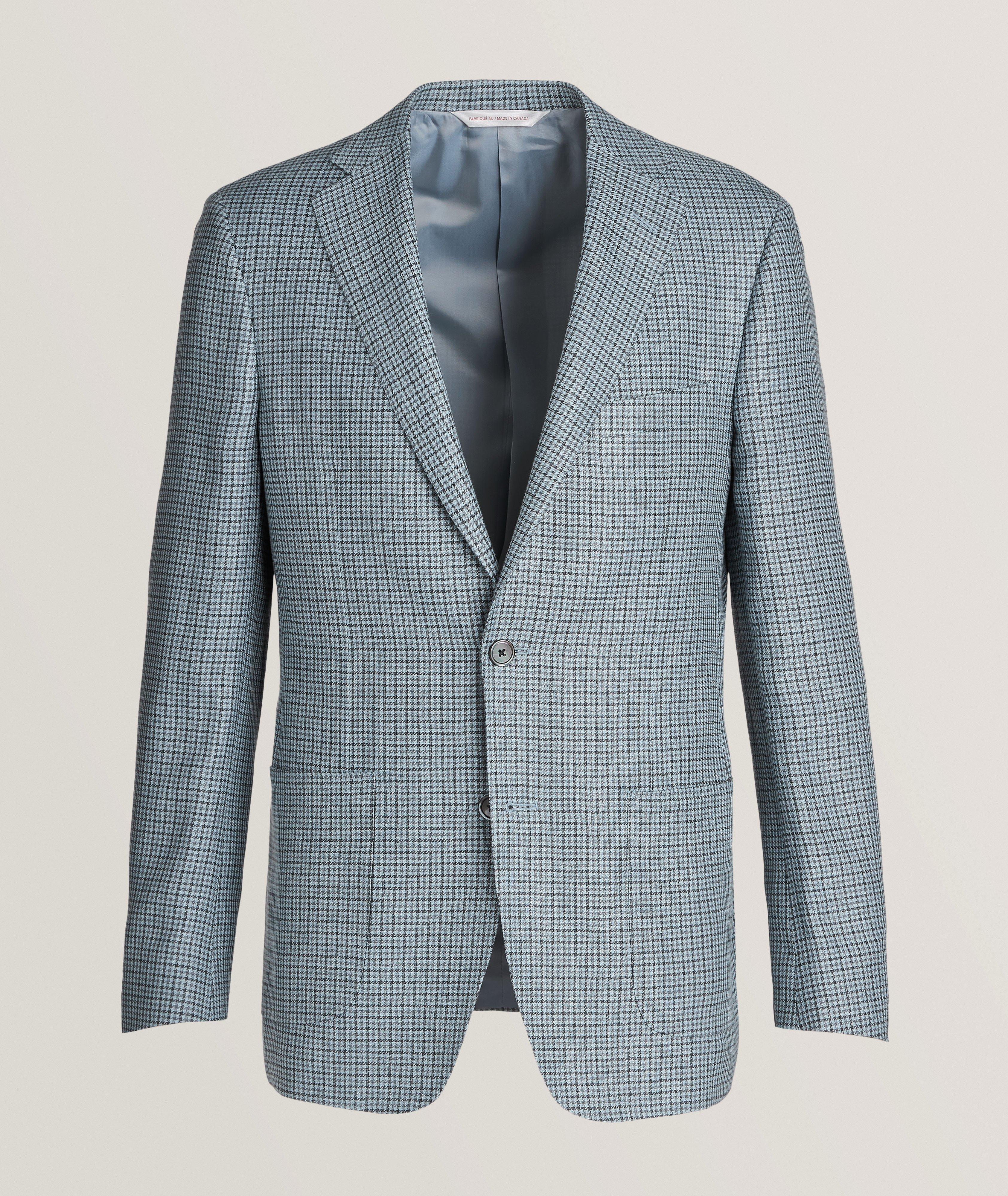 Teal Wool Silk Blend Windowpane Jacket – Samuelsohn