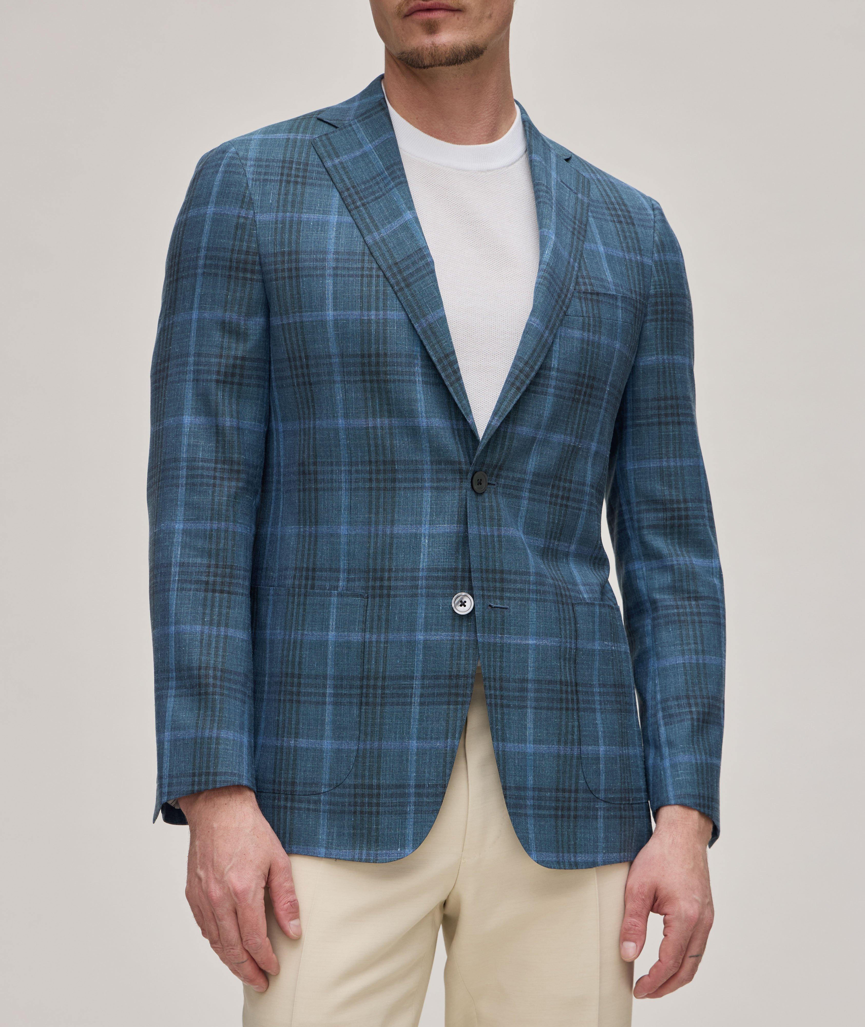 Large Windowpane Wool & Silk Sport Jacket  image 1