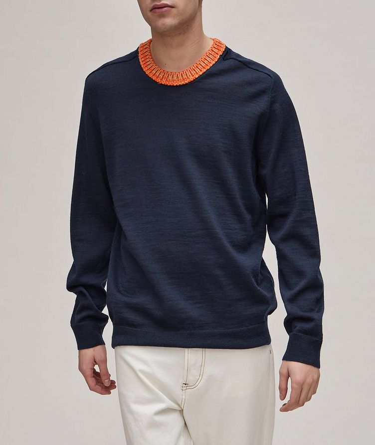 Contrast Weave Collar Wool Sweater image 1