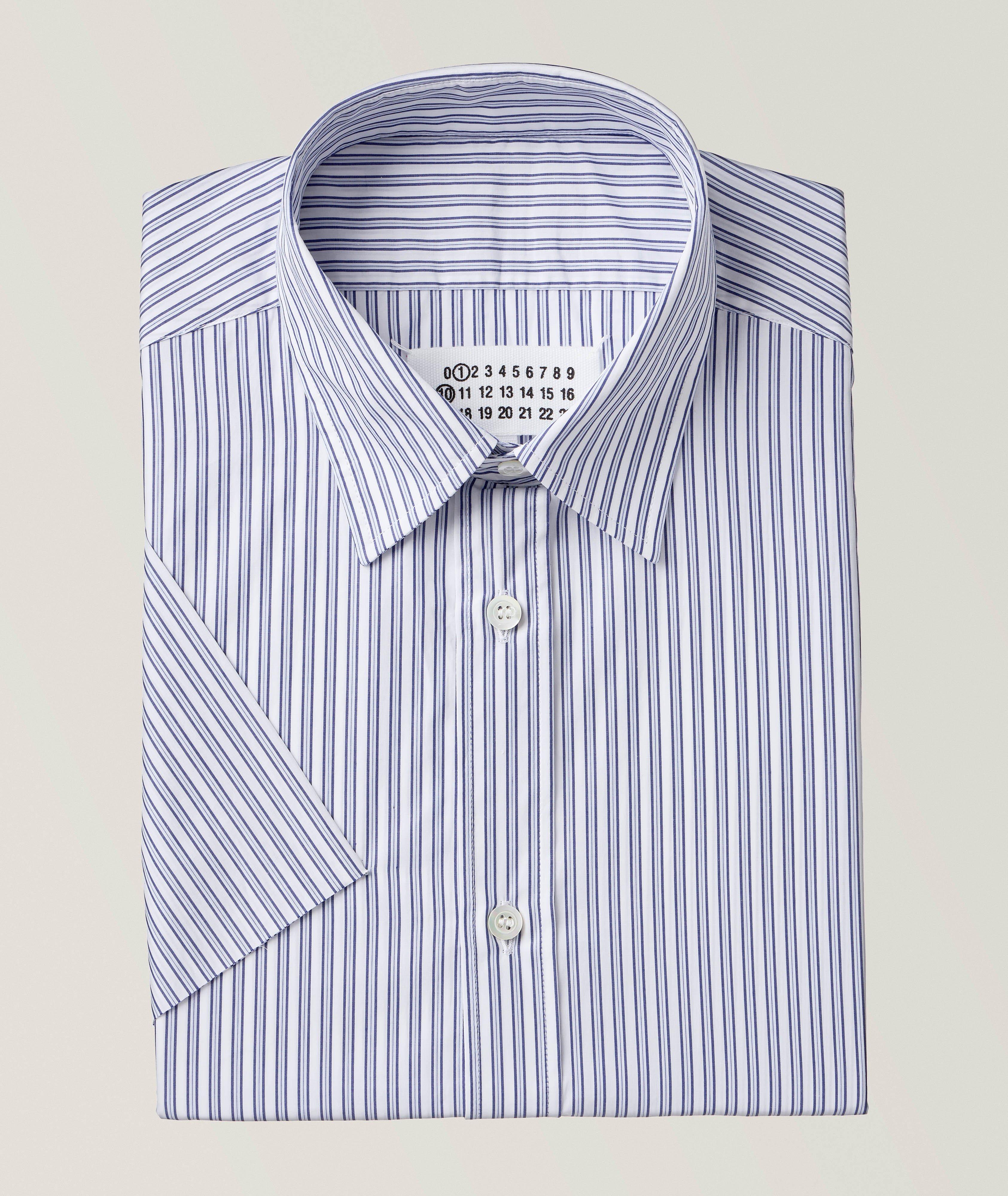 Embroidered C-Striped Cotton Sport Shirt
