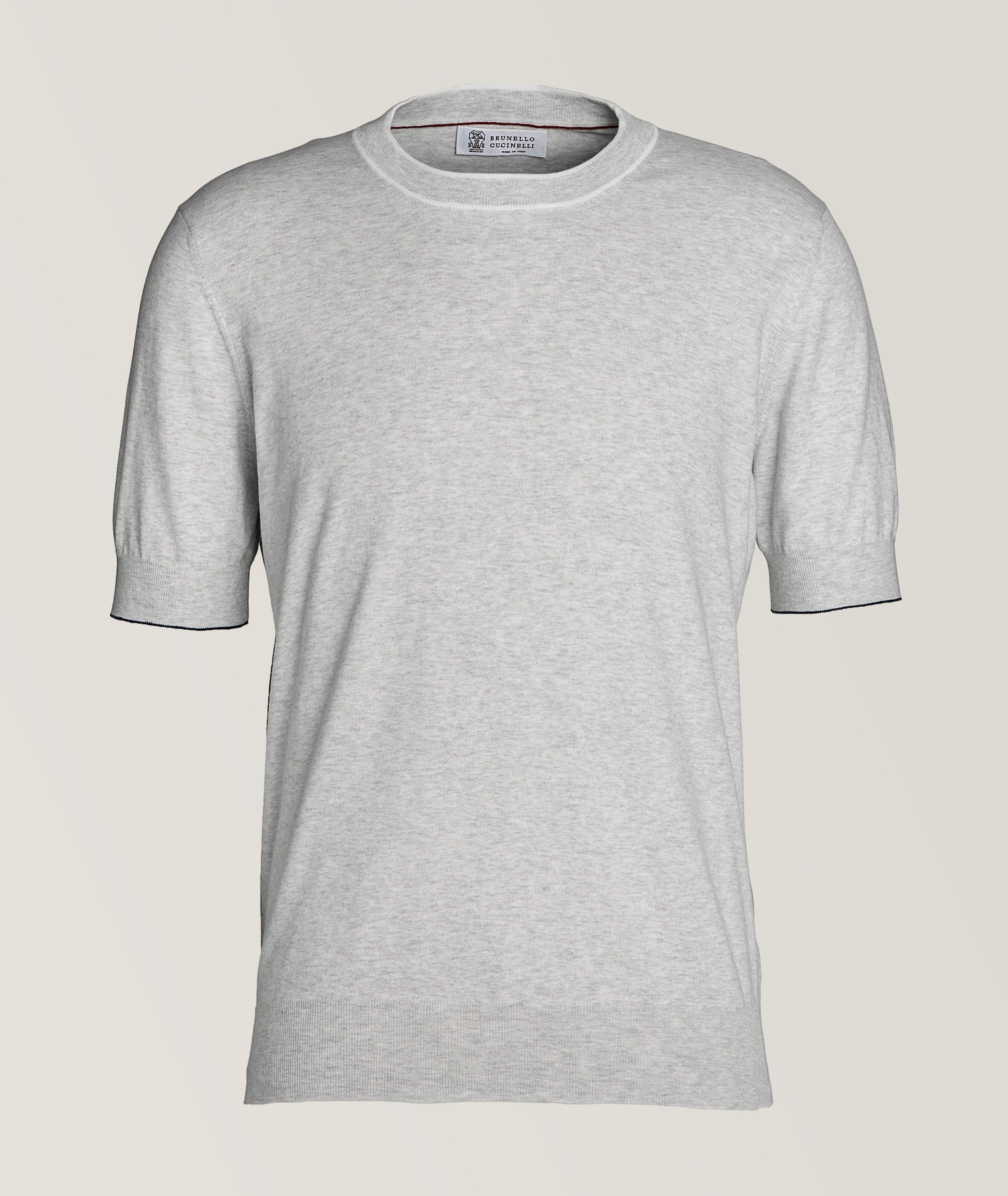 Mélange Contrast Lined Cotton T-Shirt  image 0