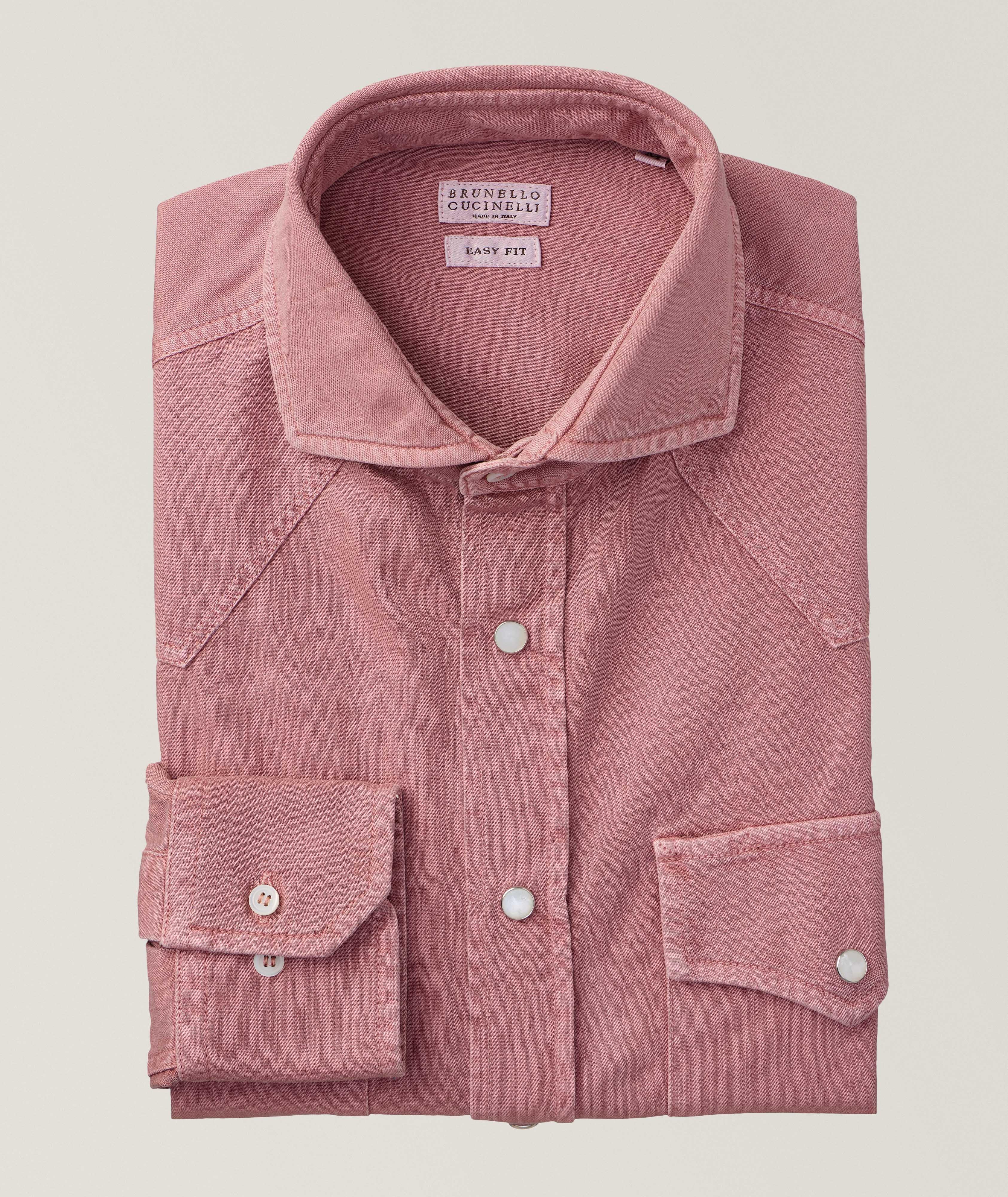 Brunello Cucinelli Garment-Dyed Western Denim Shirt