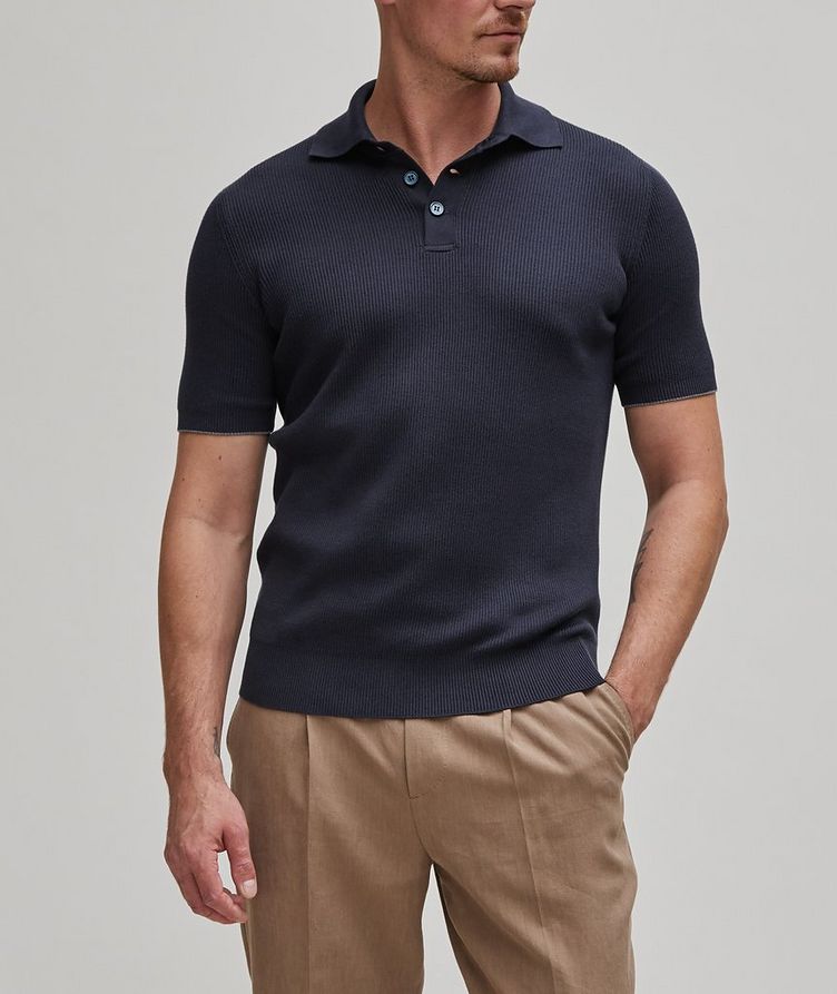 Ribbed Knit Cotton Polo image 1