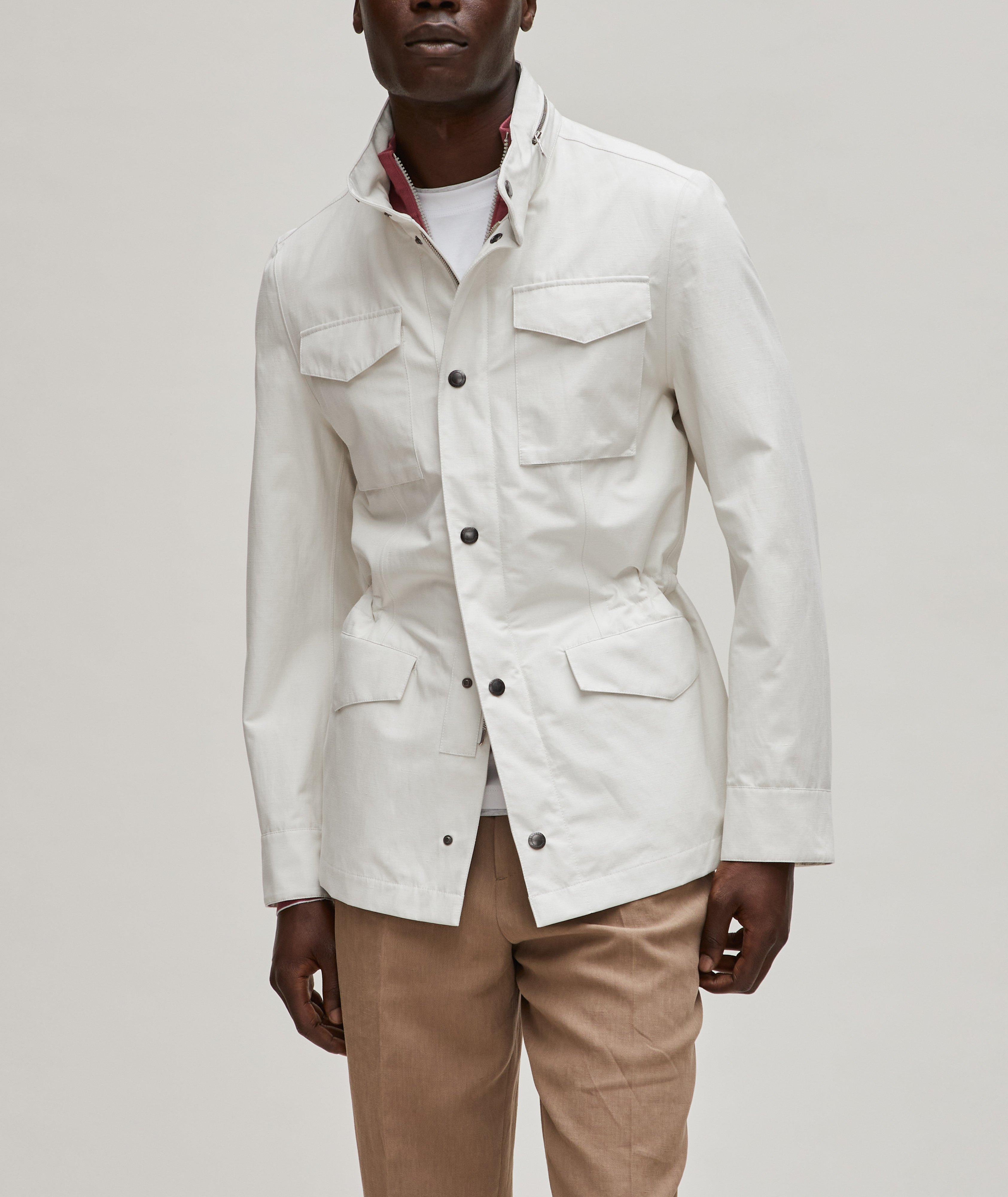 Linen-Silk Blend Taped Seams Field Jacket image 1