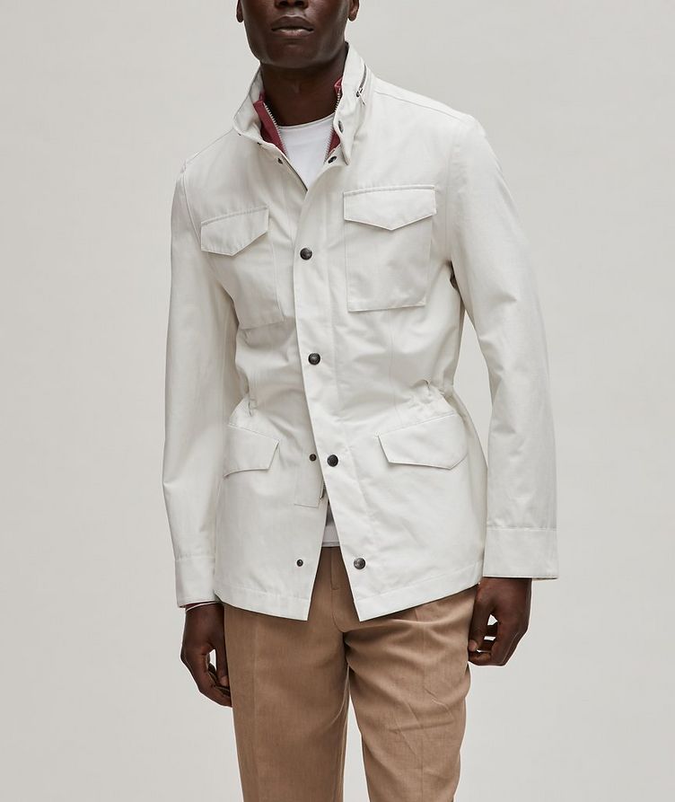 Linen-Silk Blend Taped Seams Field Jacket image 1