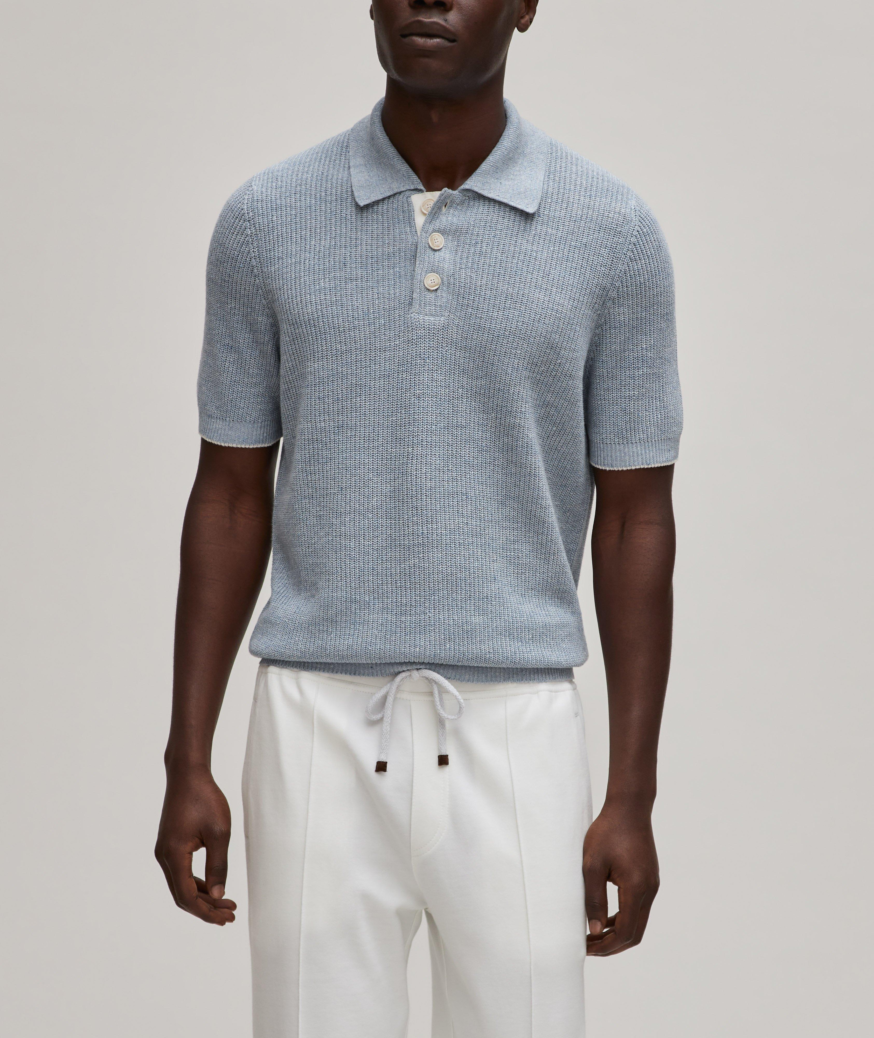 Ribbed Knit Linen-Cotton Polo  image 1