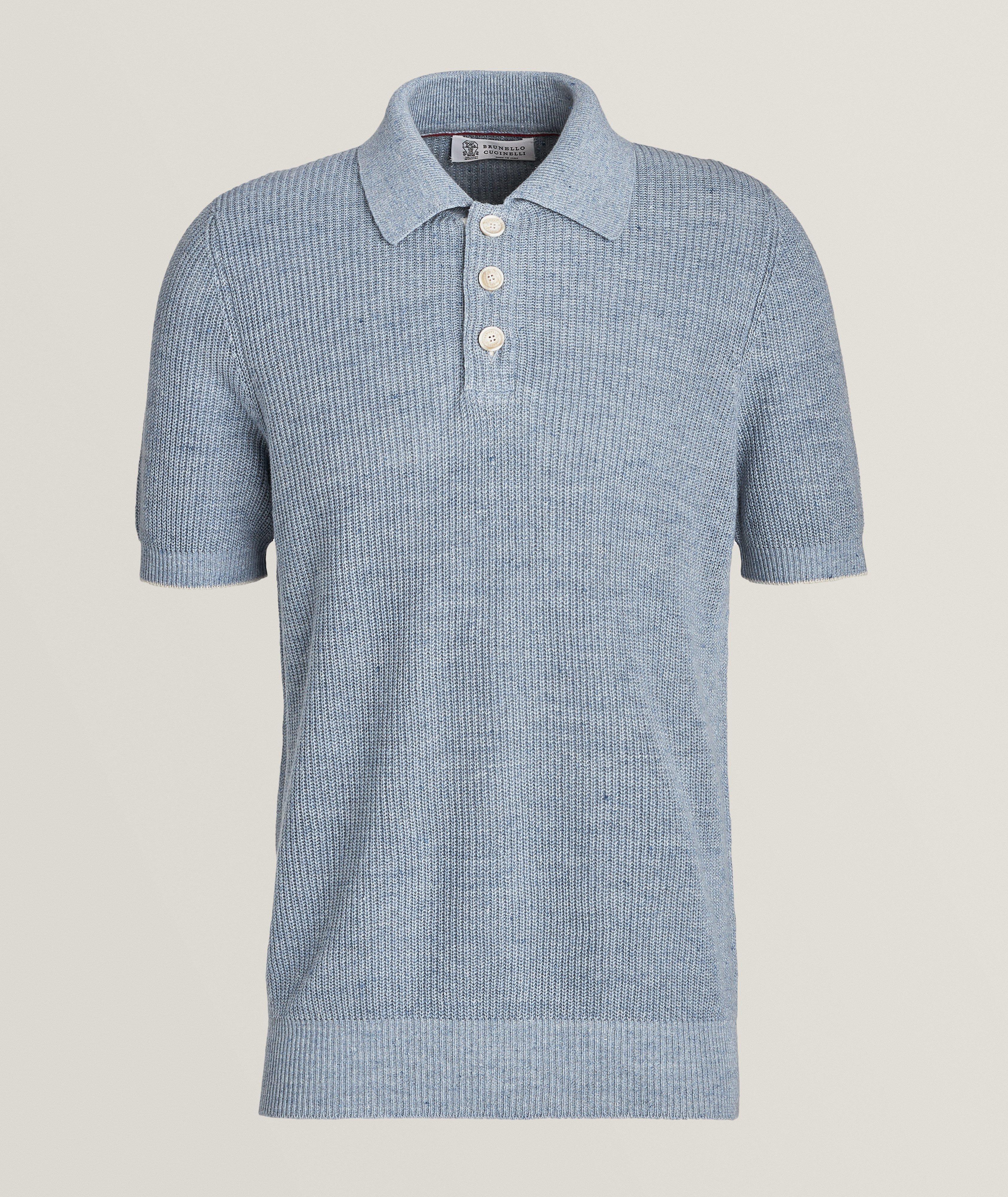 Ribbed Knit Linen-Cotton Polo  image 0