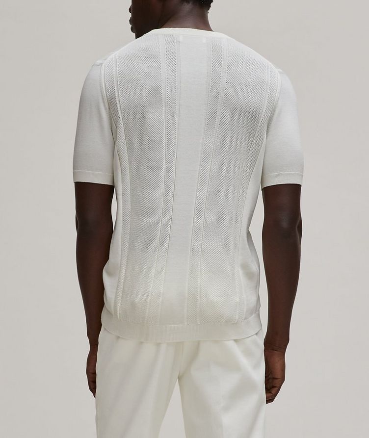 Textured Panels Knit Cotton T-Shirt image 2