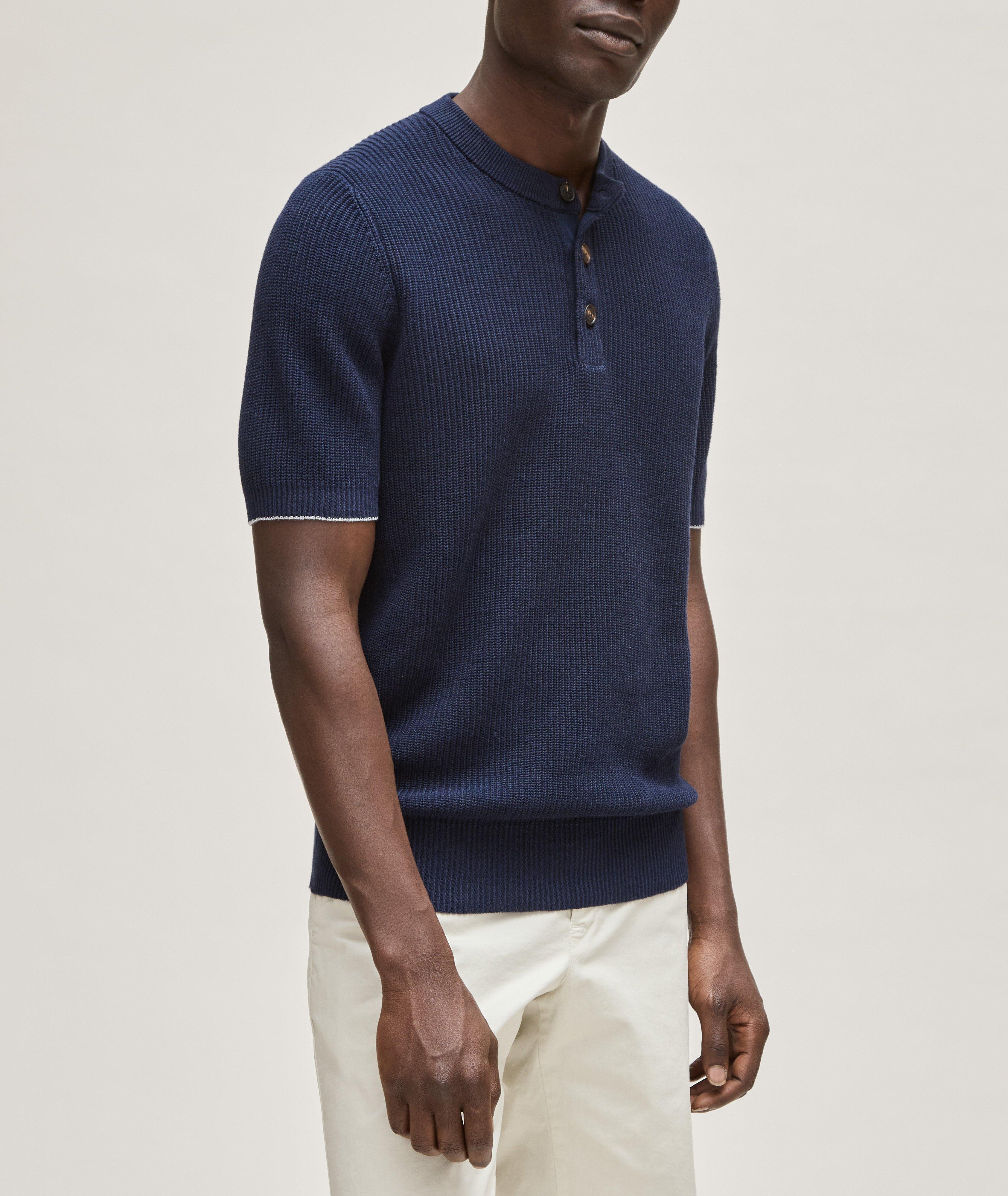 Herringbone Knit Cotton-Linen Henley image 1