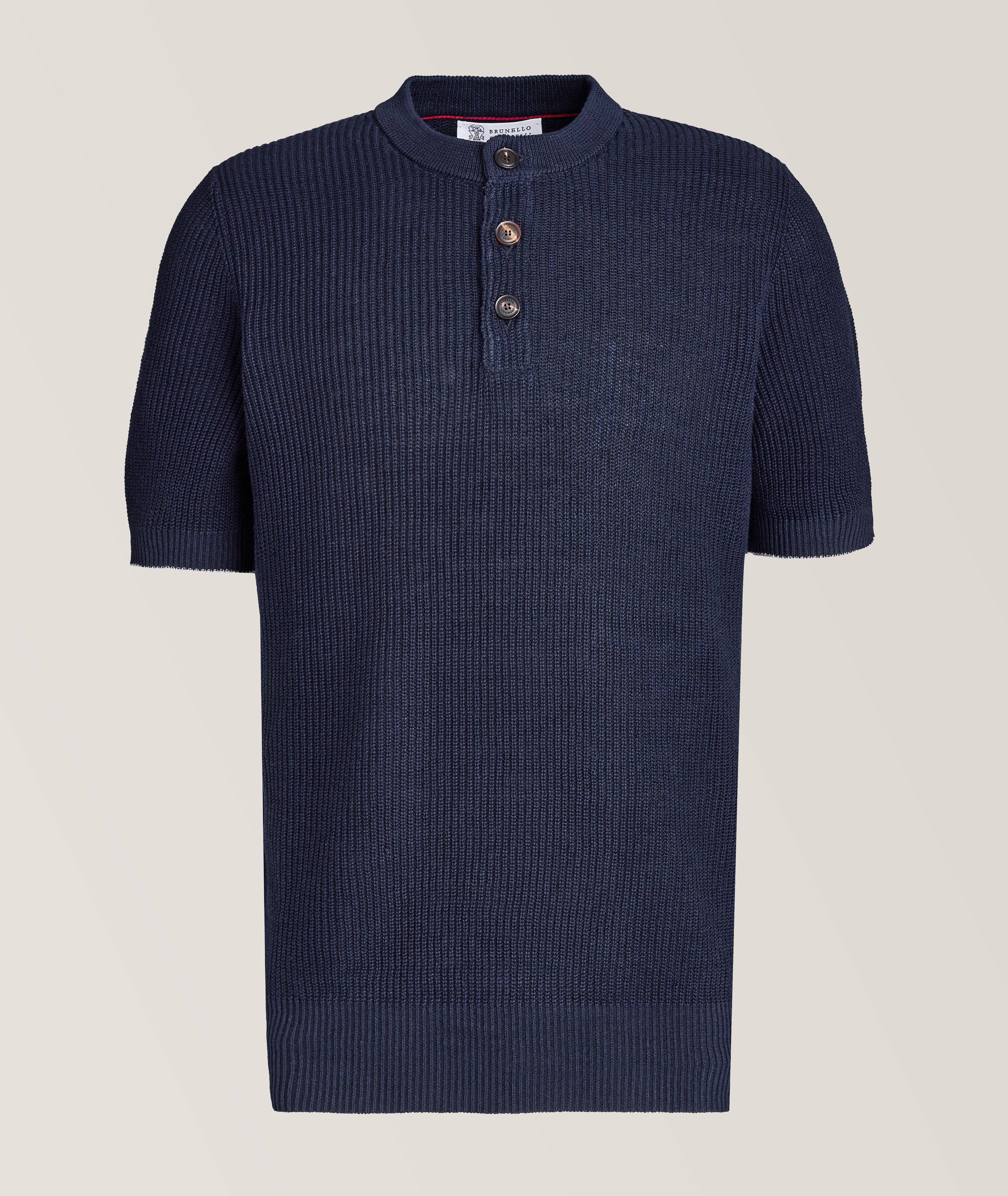 Herringbone Knit Cotton-Linen Henley image 0