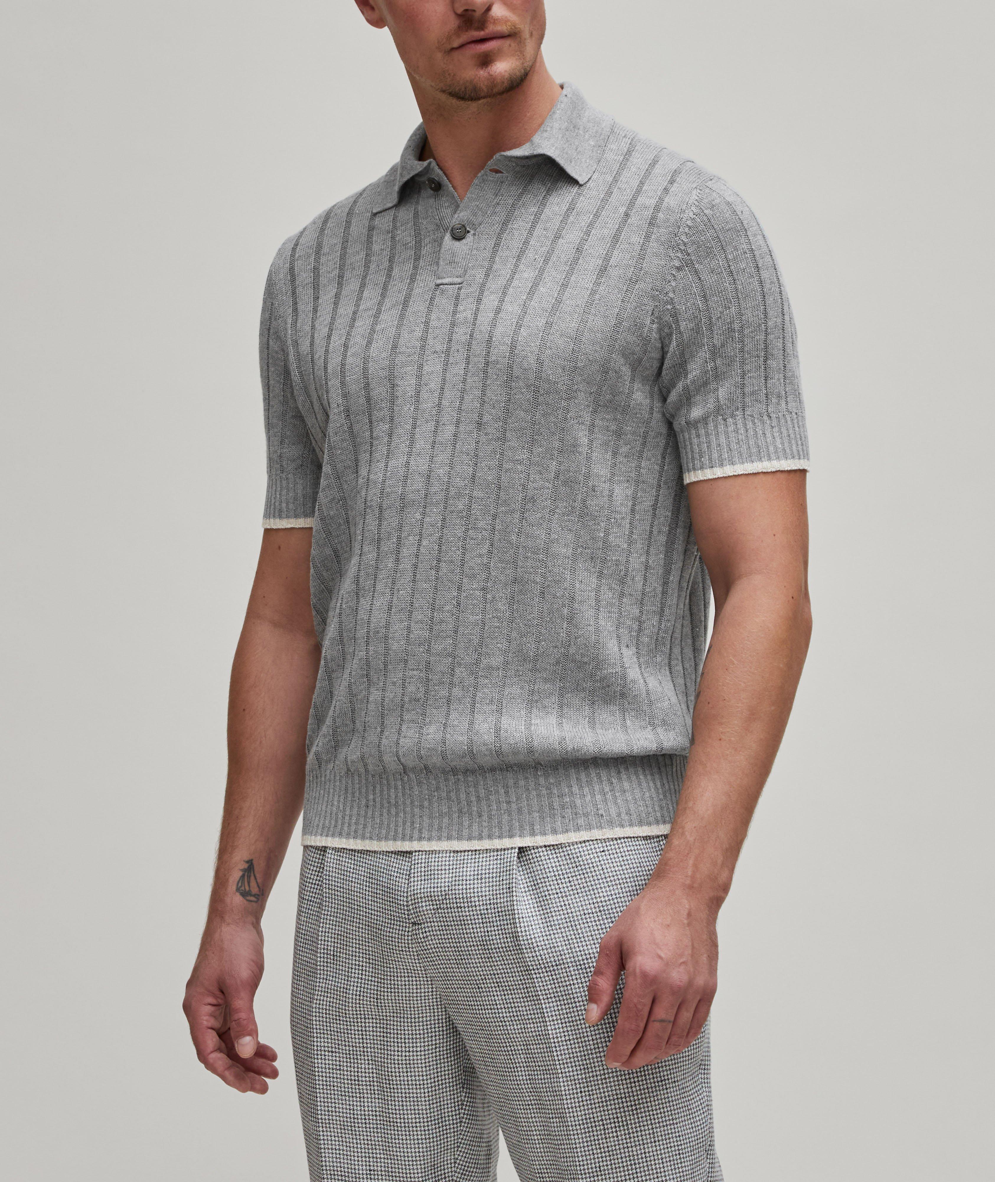 Polo en tricot côtelé de lin et de coton image 1