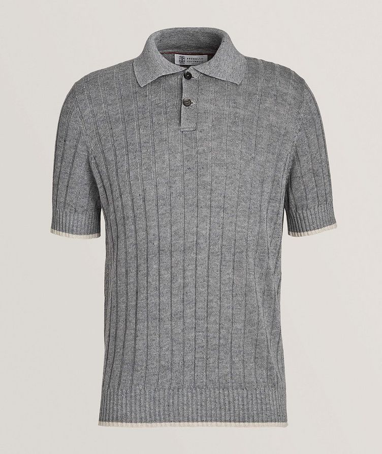 Ribbed Knit Linen-Cotton Polo  image 0